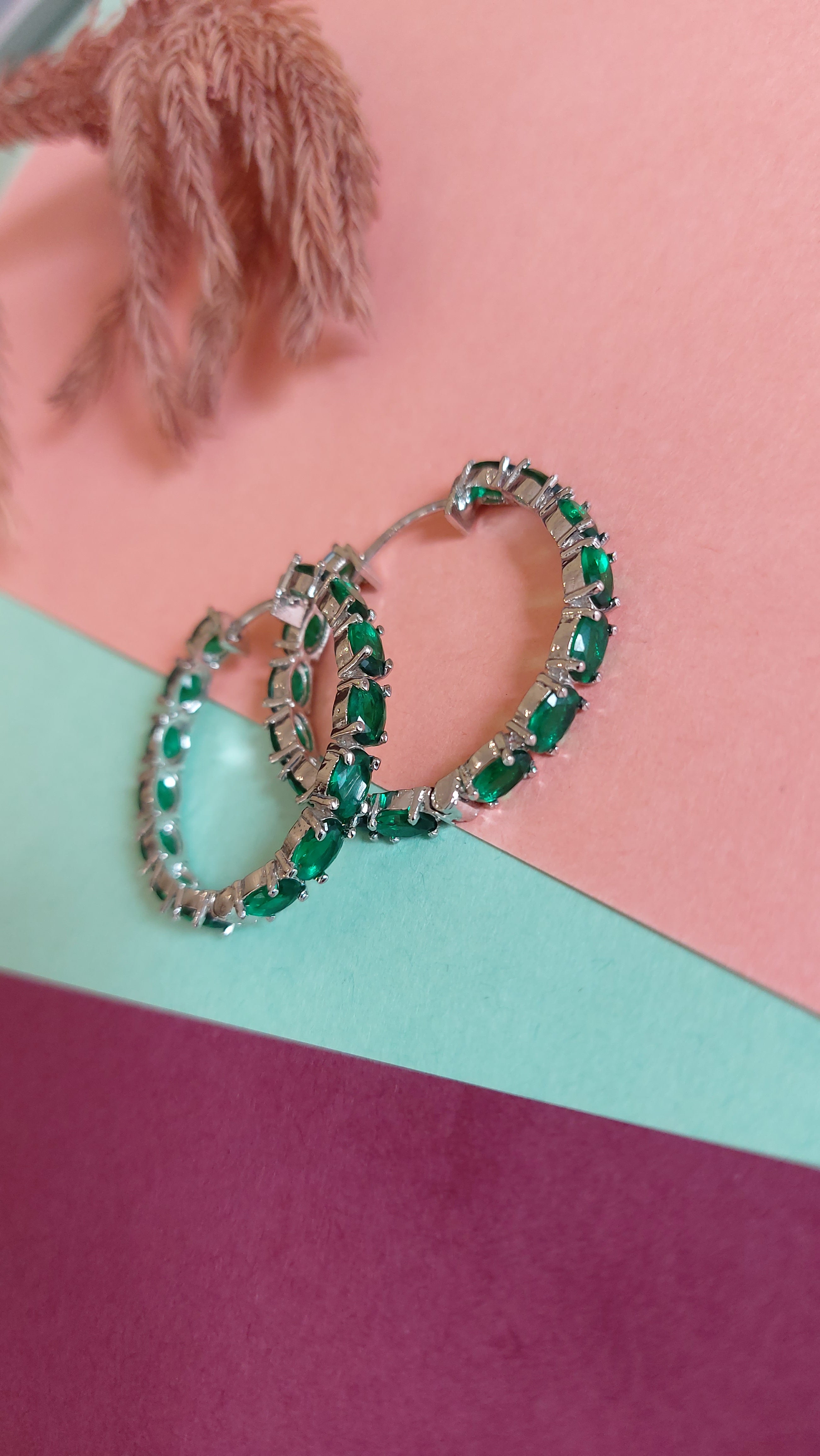 EMERALD HOOP EARRINGS