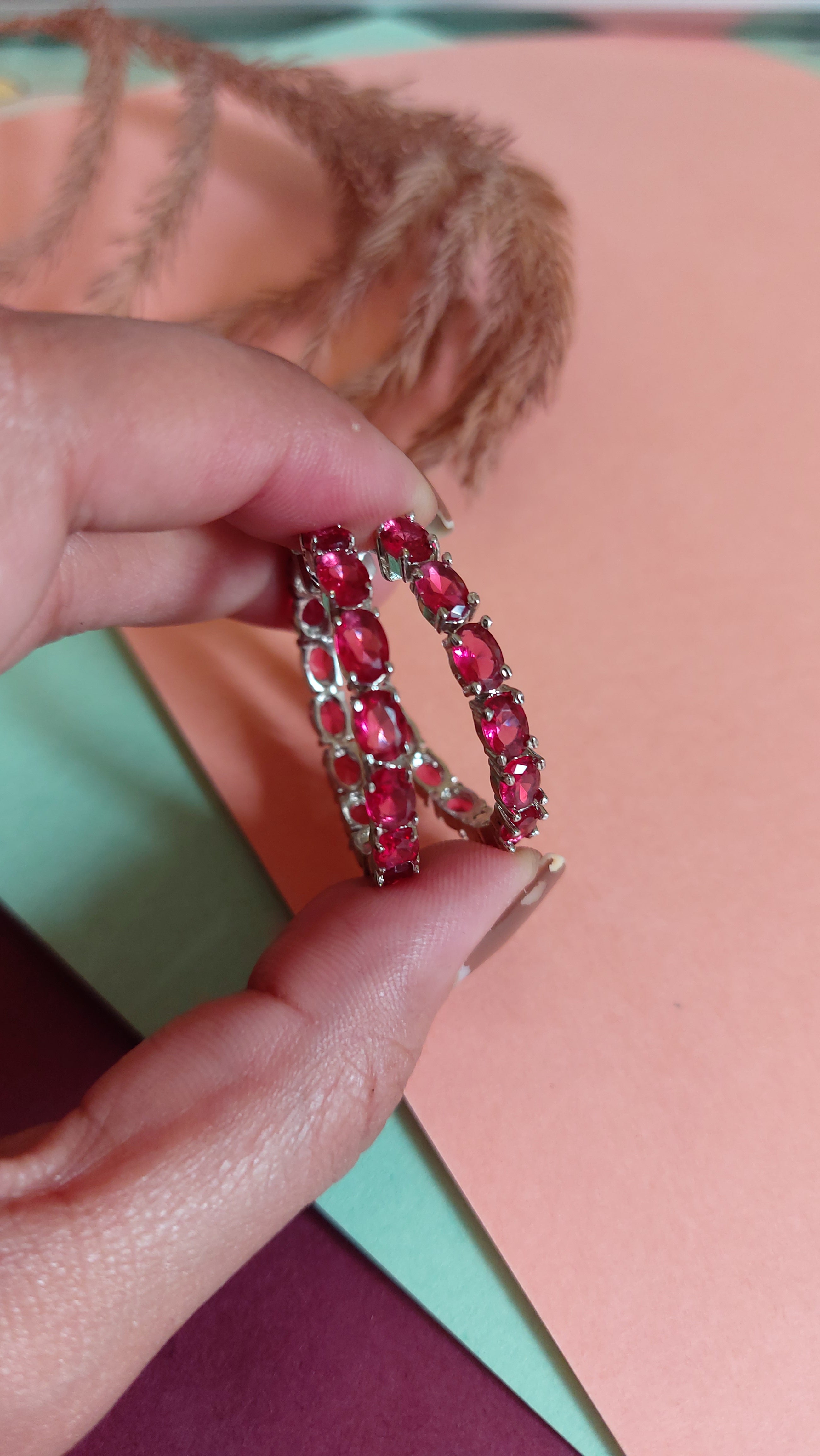 RUBY RED HOOP EARRINGS