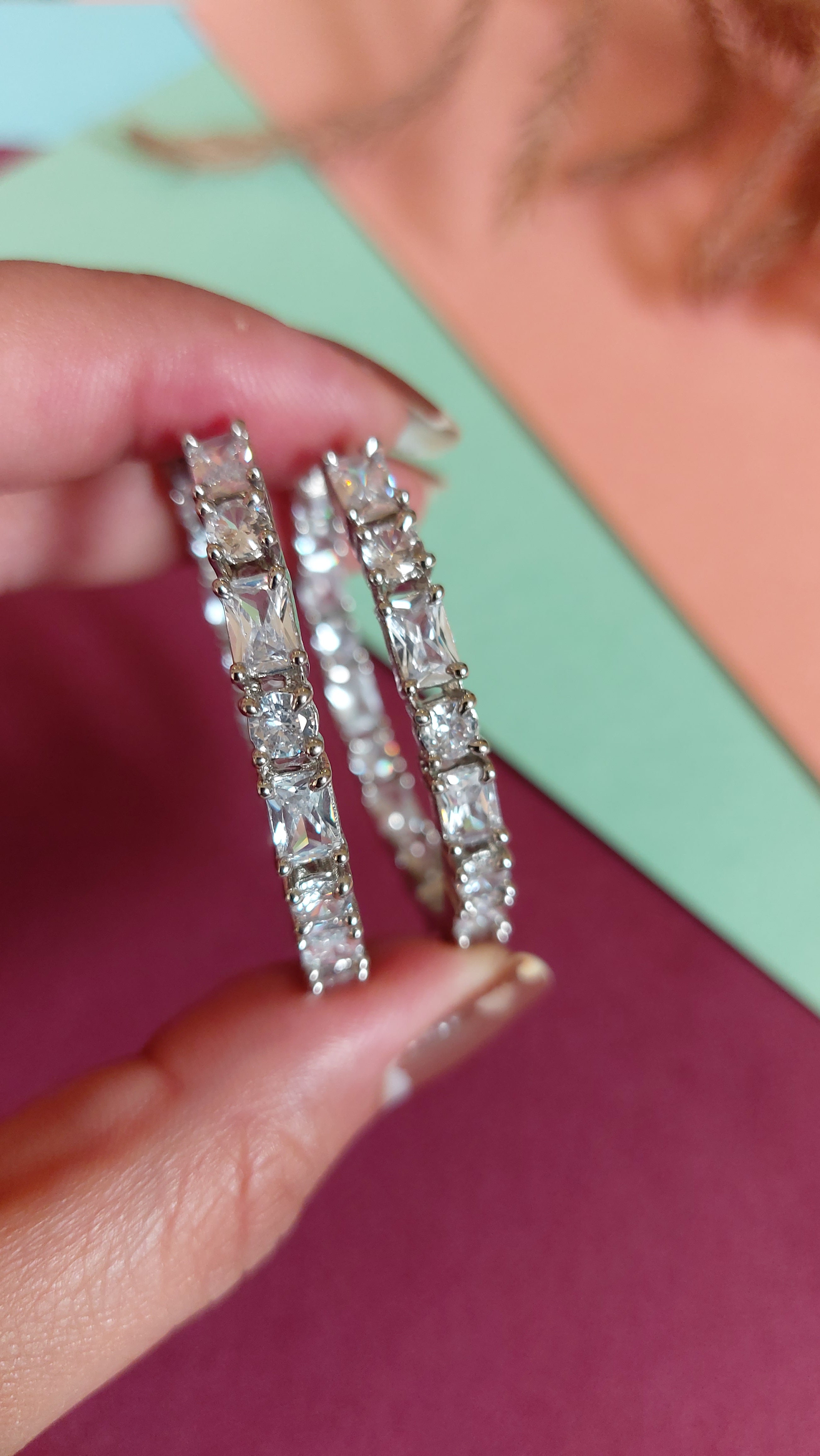 AMERICAN DIAMOND HOOP EARRINGS
