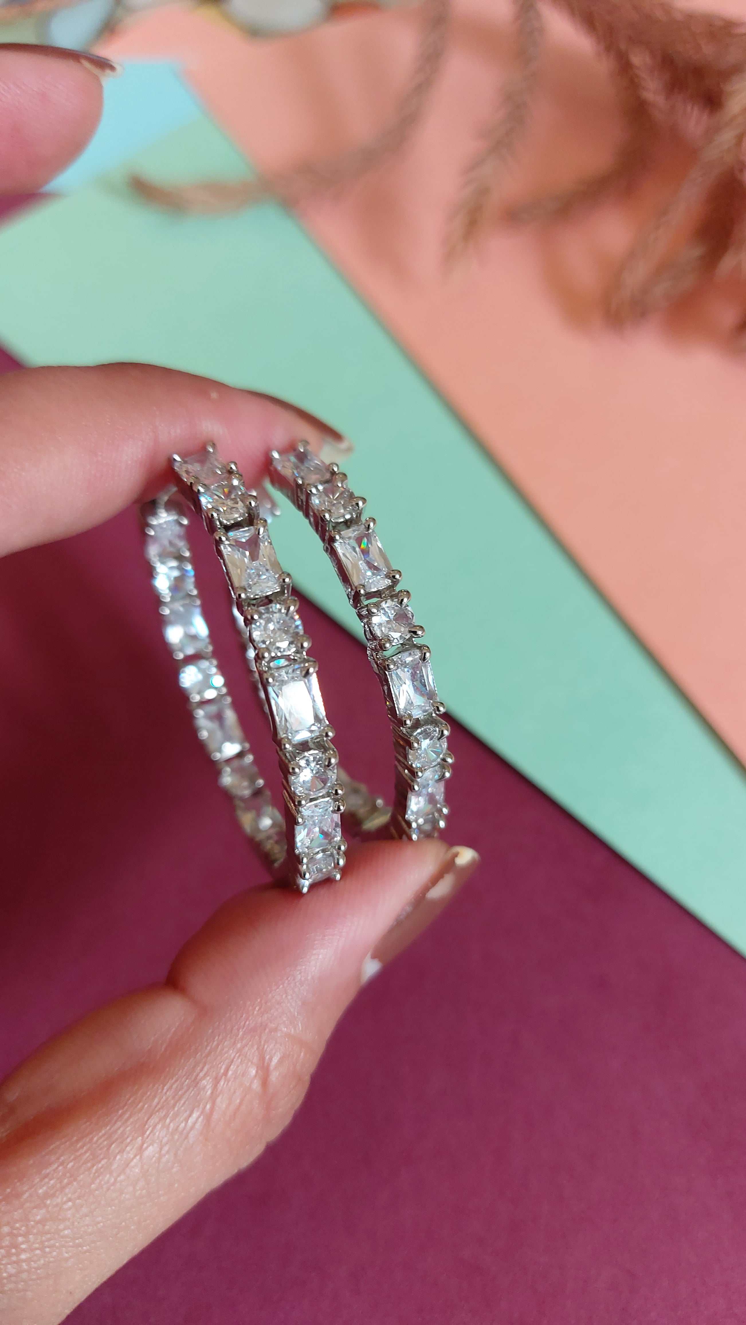 AMERICAN DIAMOND HOOP EARRINGS