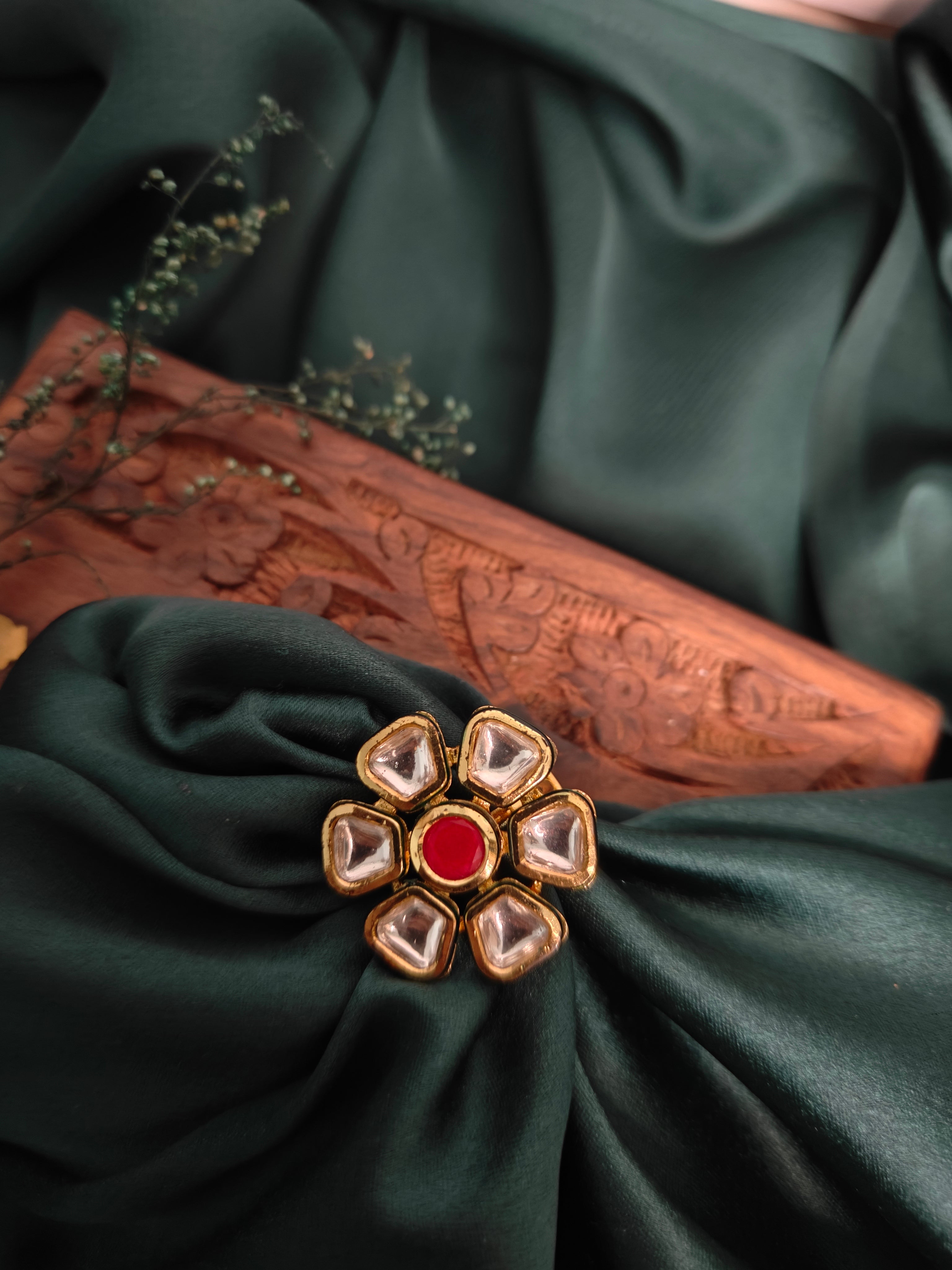 Kundan Adjustable Statement Ring