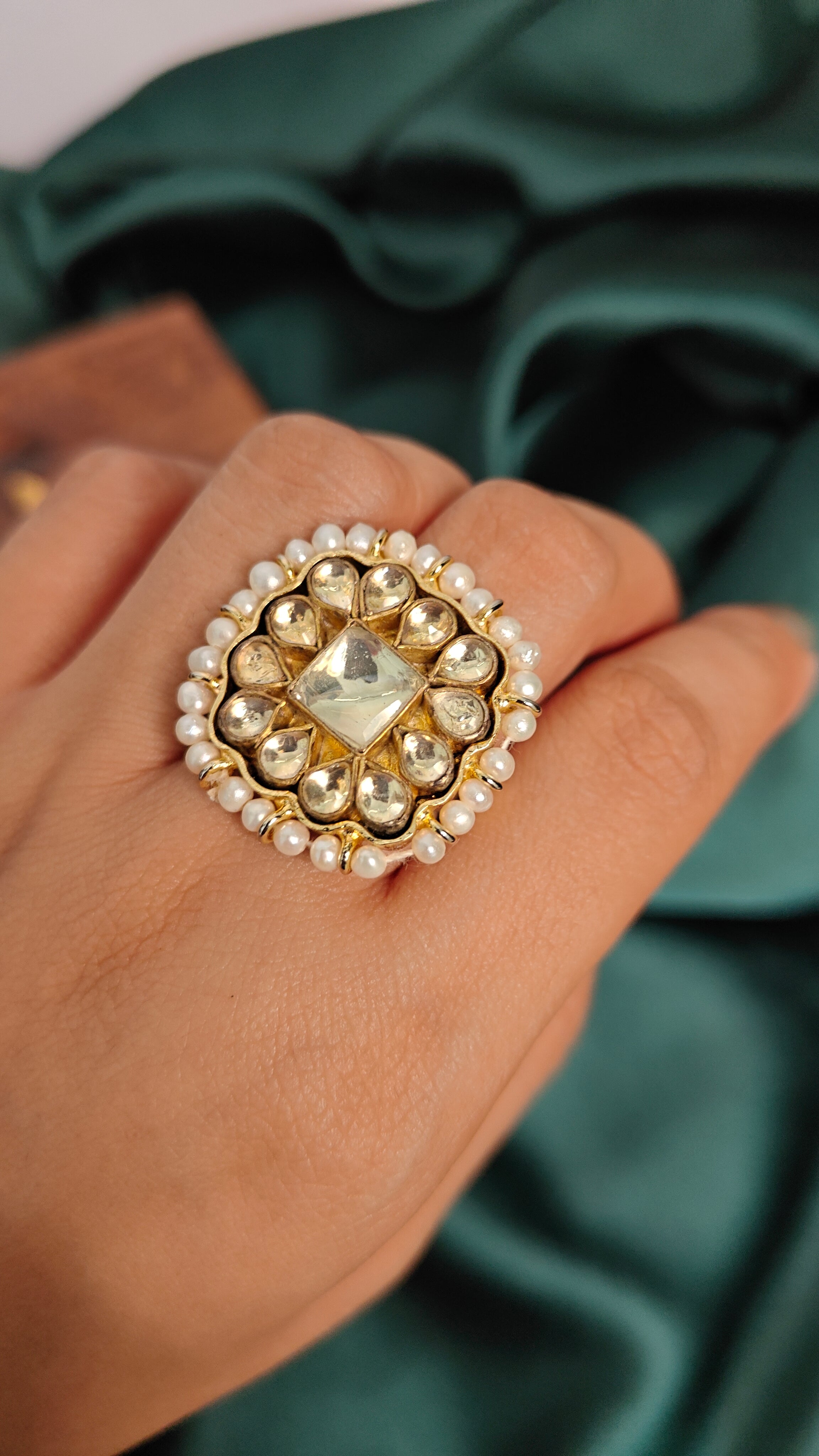 Kundan Statement Adjustable Ring