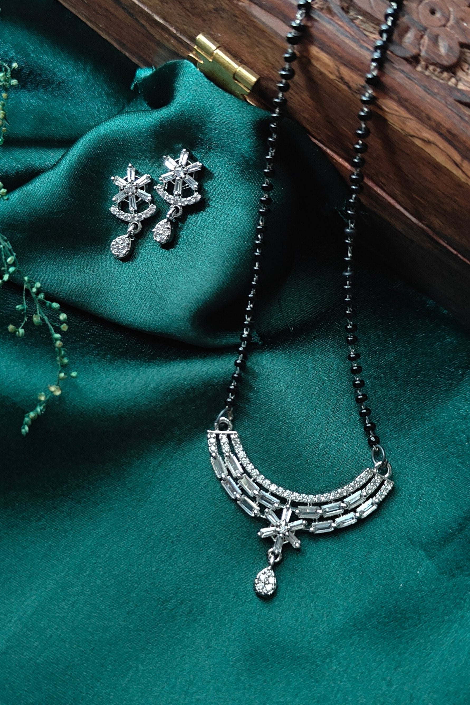 American Diamond Mangalsutra Necklace Set