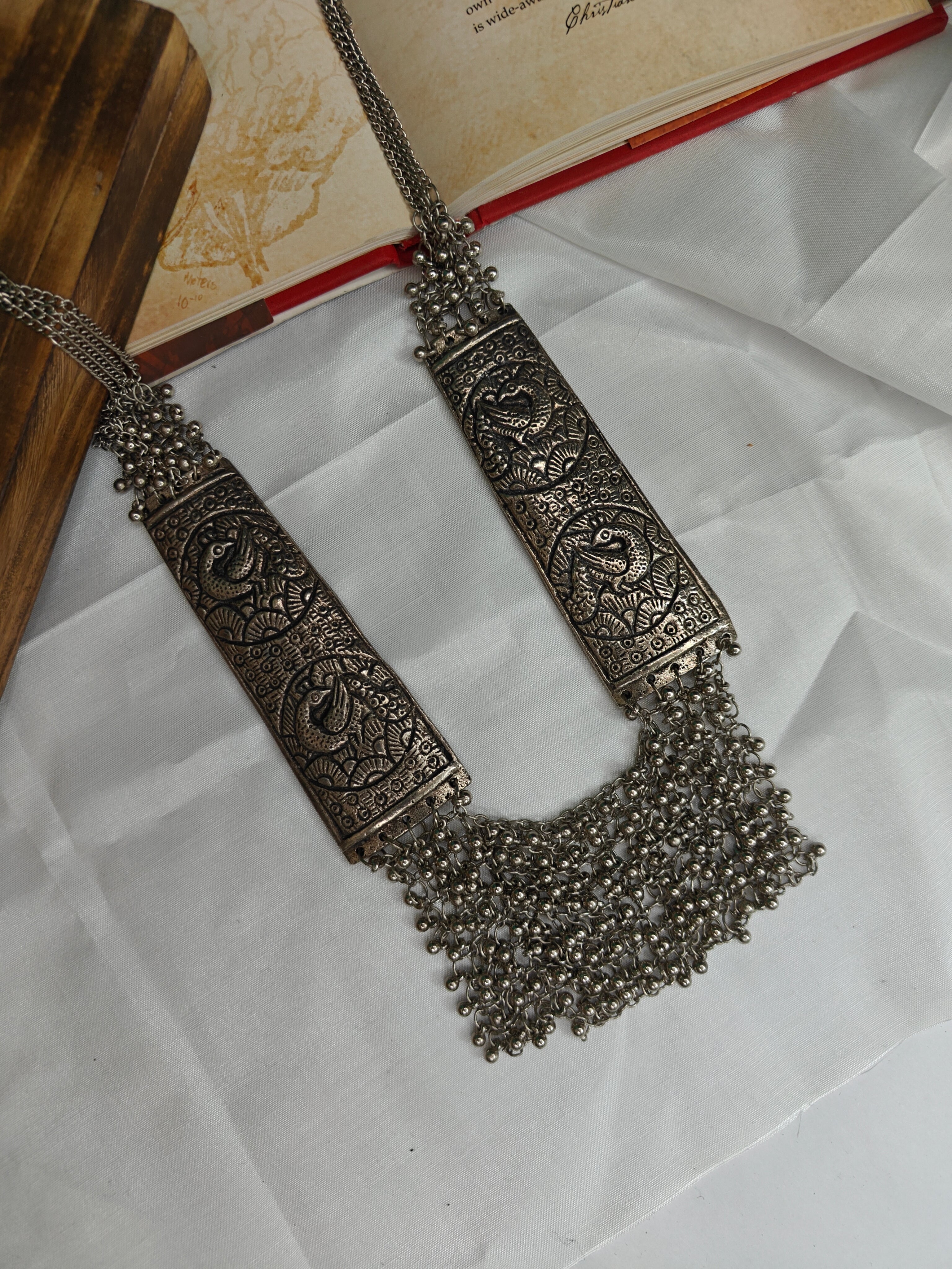 Oxidised Silver Long Necklace