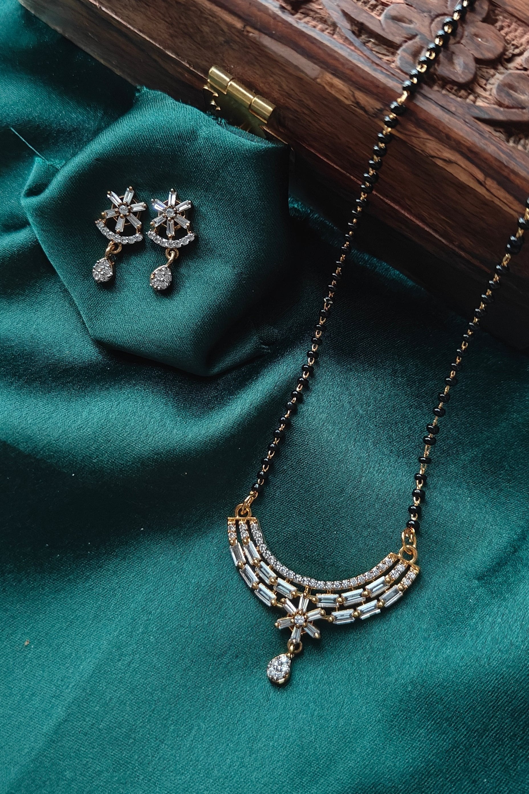 American Diamond Mangalsutra Necklace Set