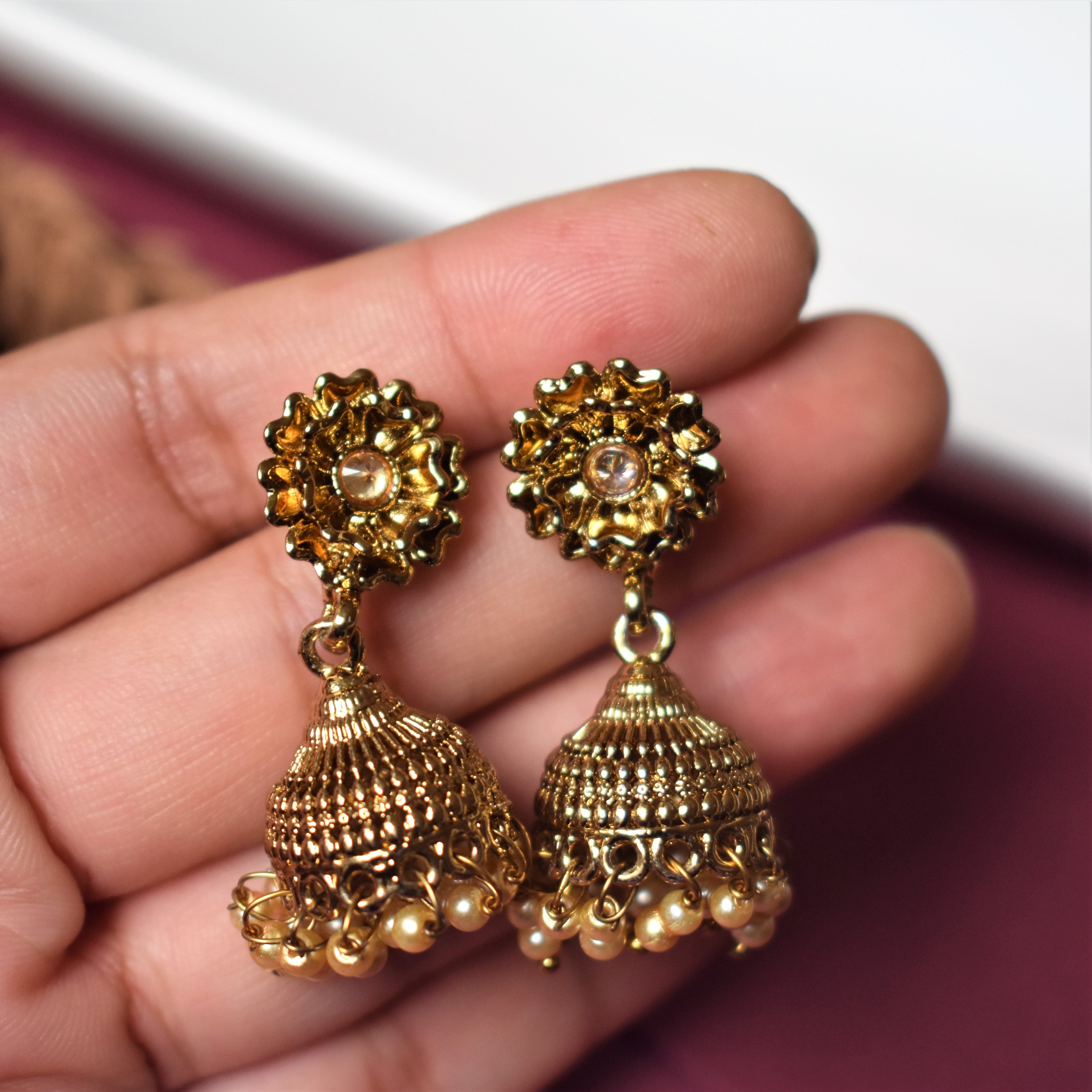 GOLD PLATED METALLIC JHUMKI