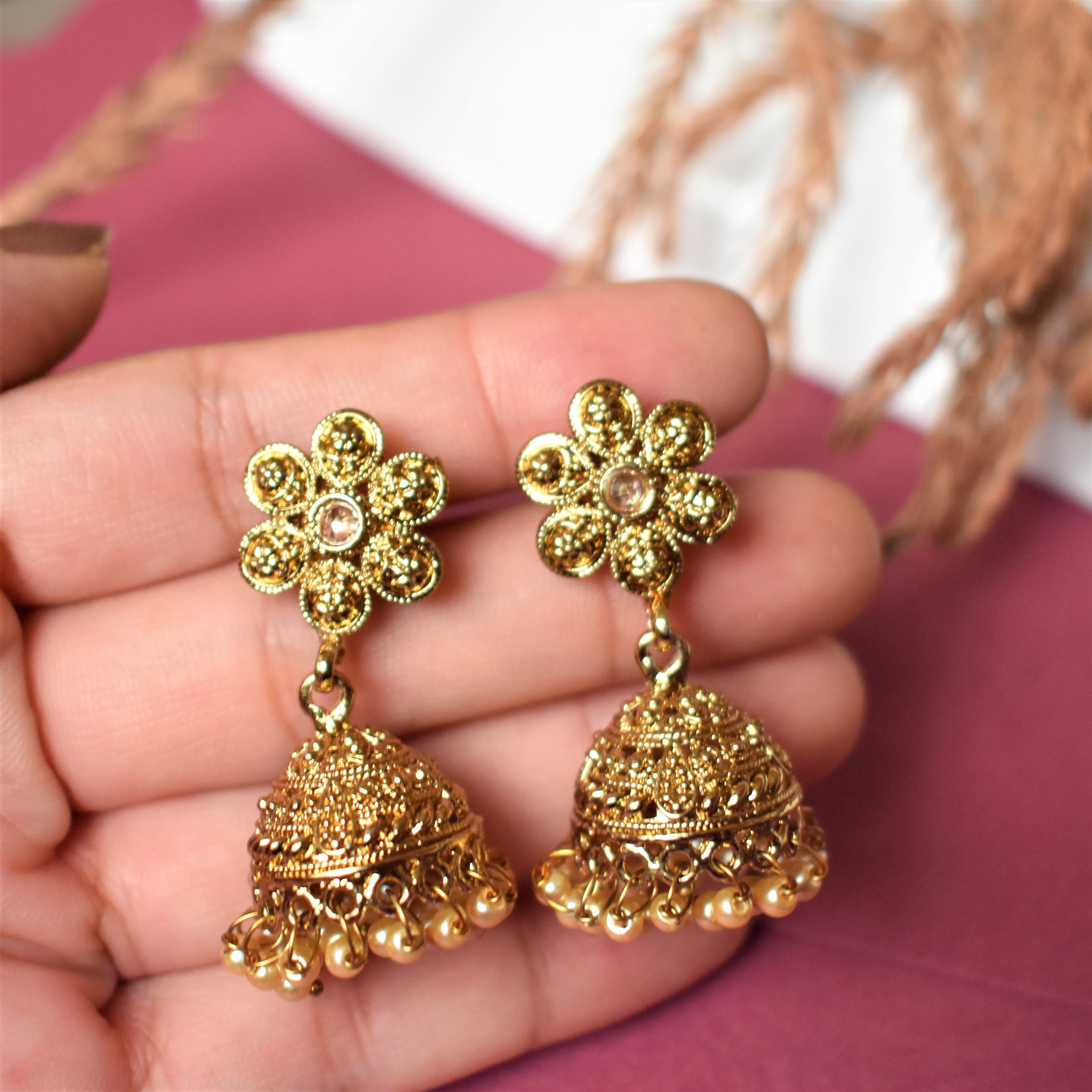 GOLD PLATED METALLIC JHUMKI