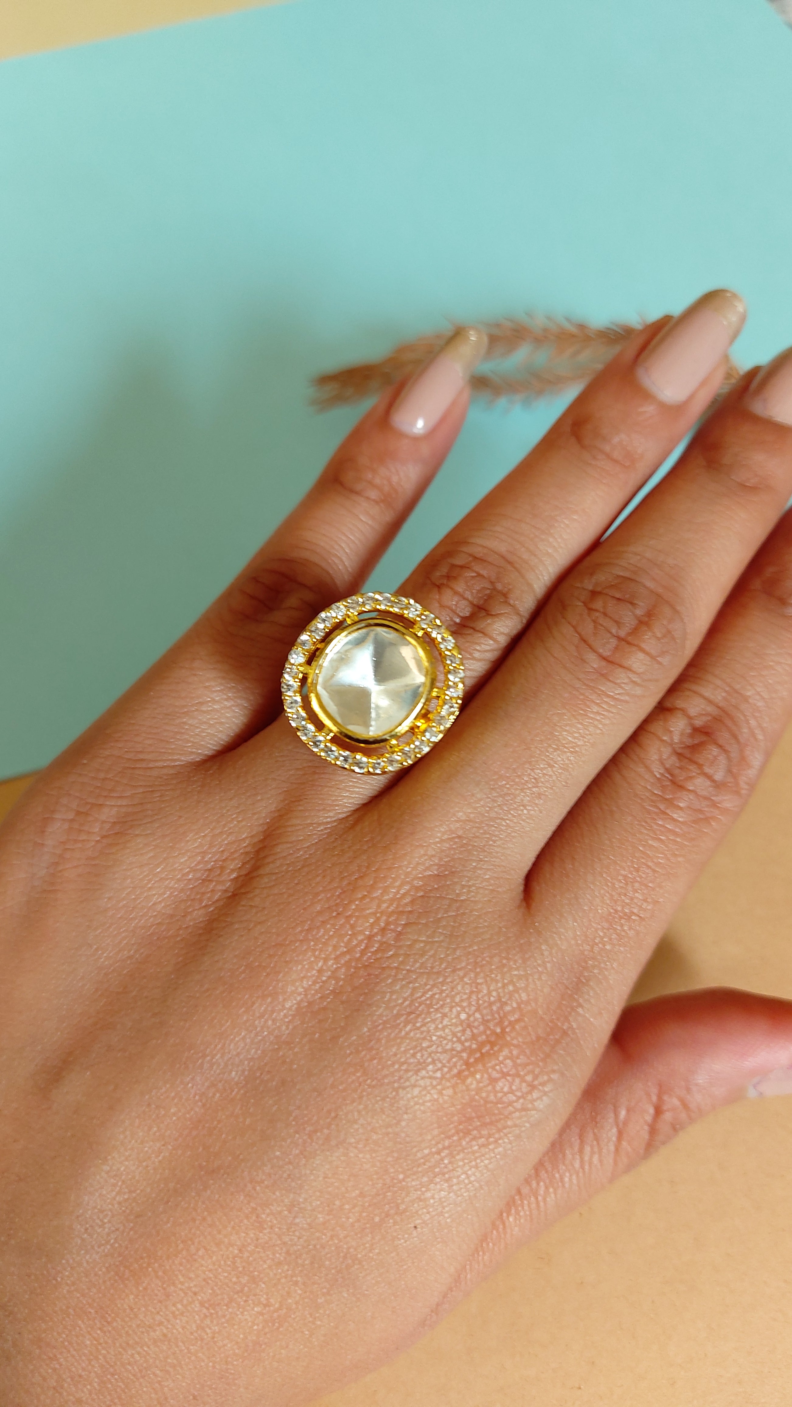 KUNDAN MOISSOINITE POLKI RING