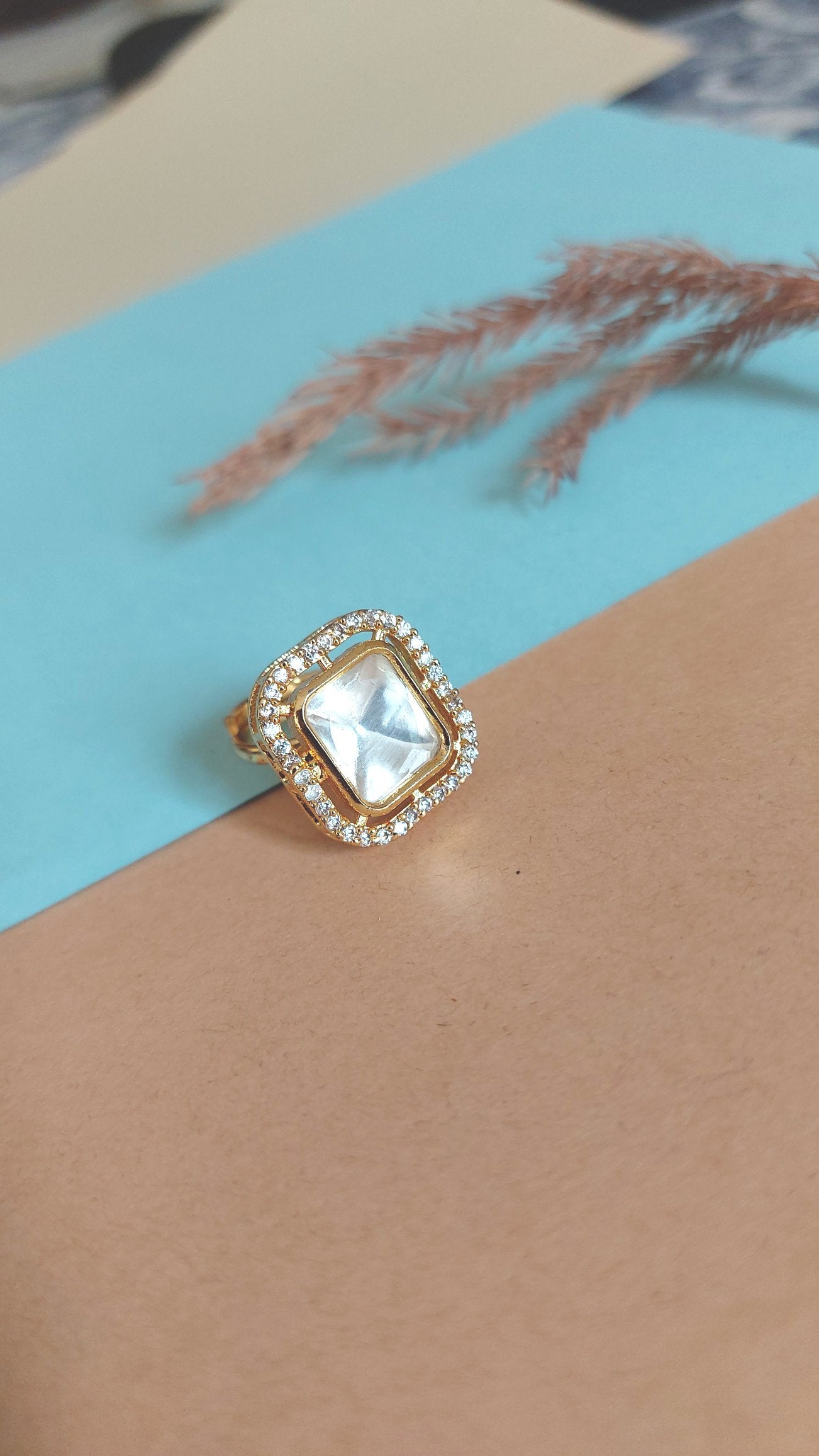 KUNDAN MOISSOINITE POLKI RING