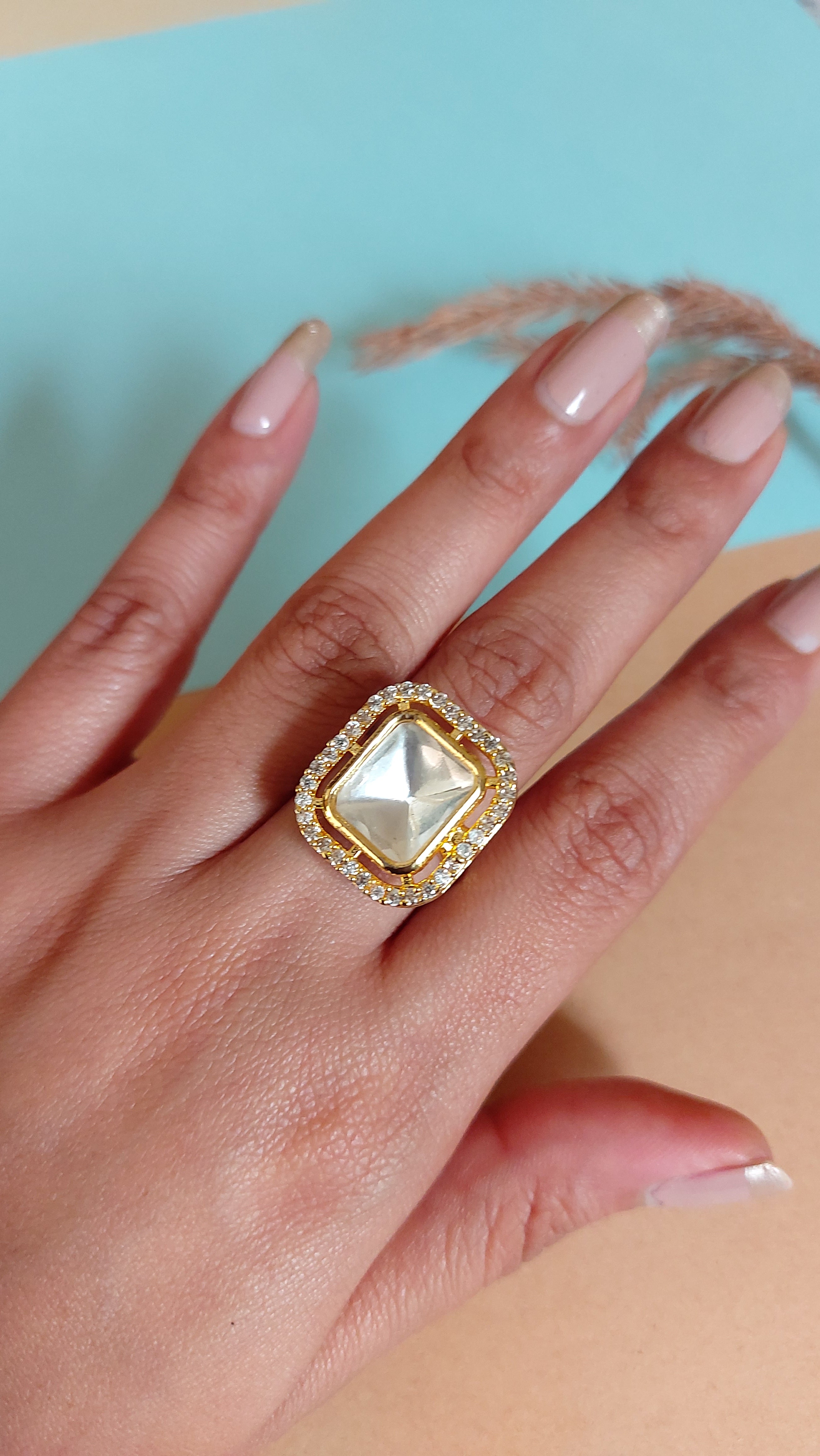 KUNDAN MOISSOINITE POLKI RING