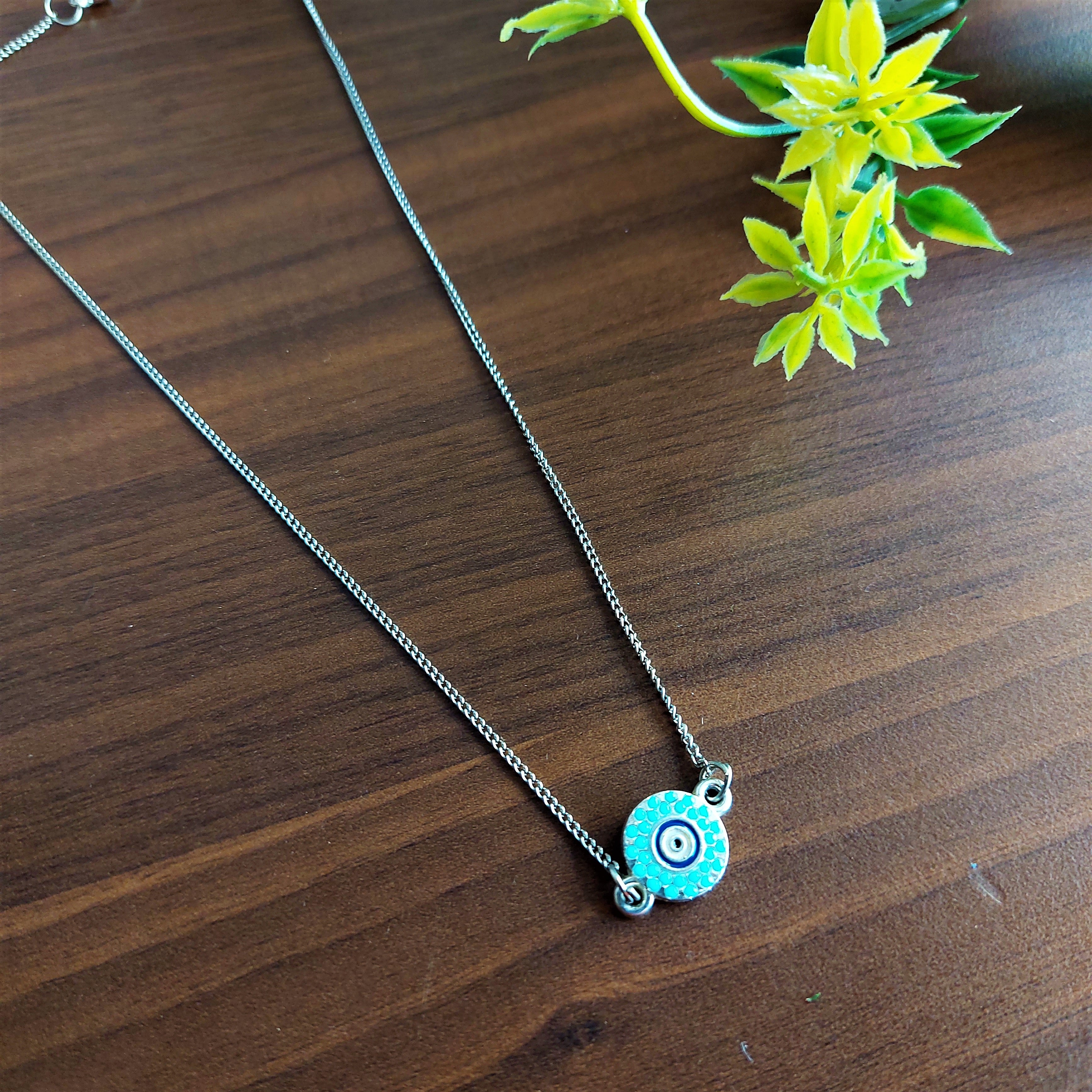 Silver Plated Turquoise Evil Eye Pendant