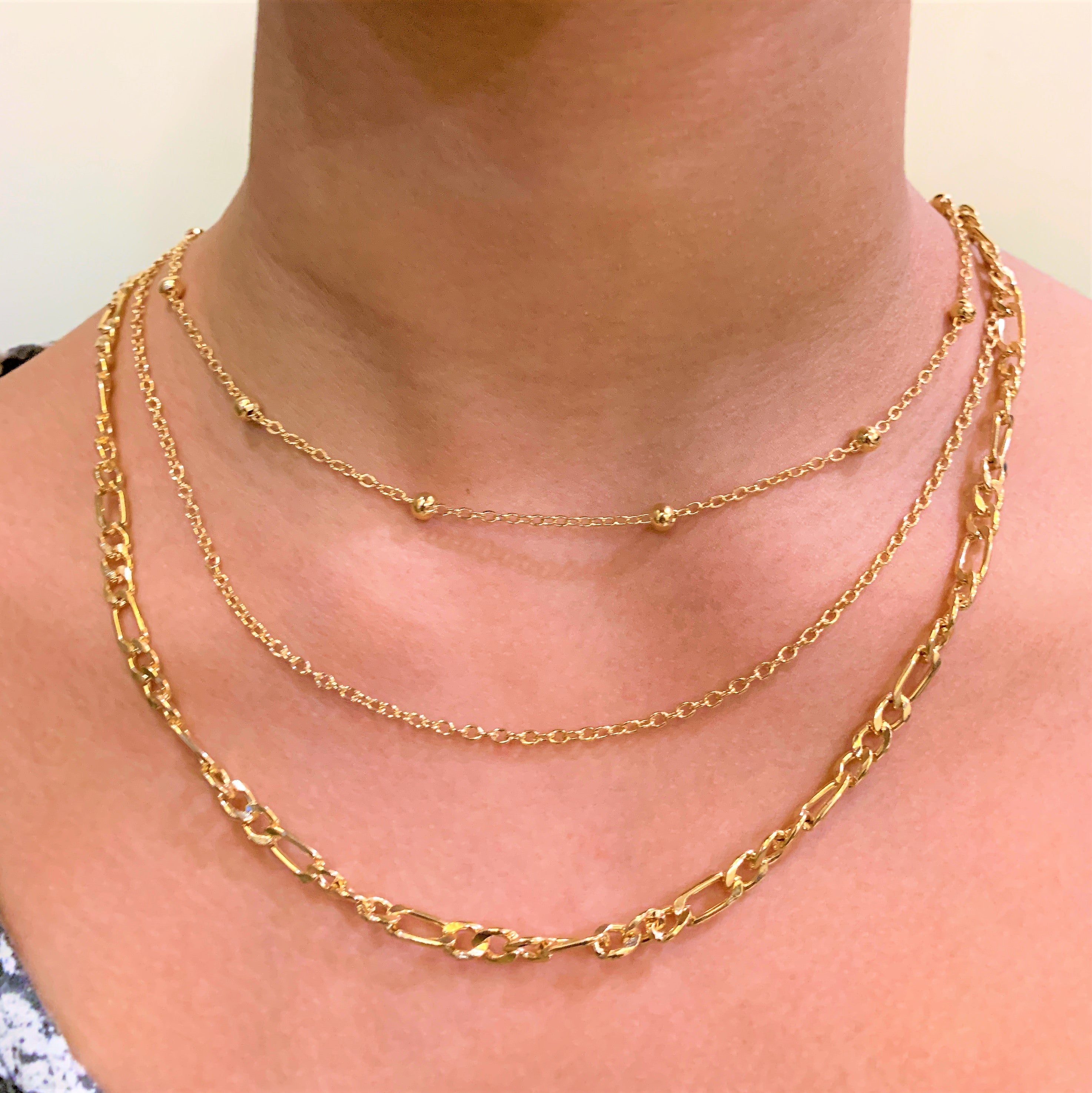 Gold Plated Multi Design Chain Necklace