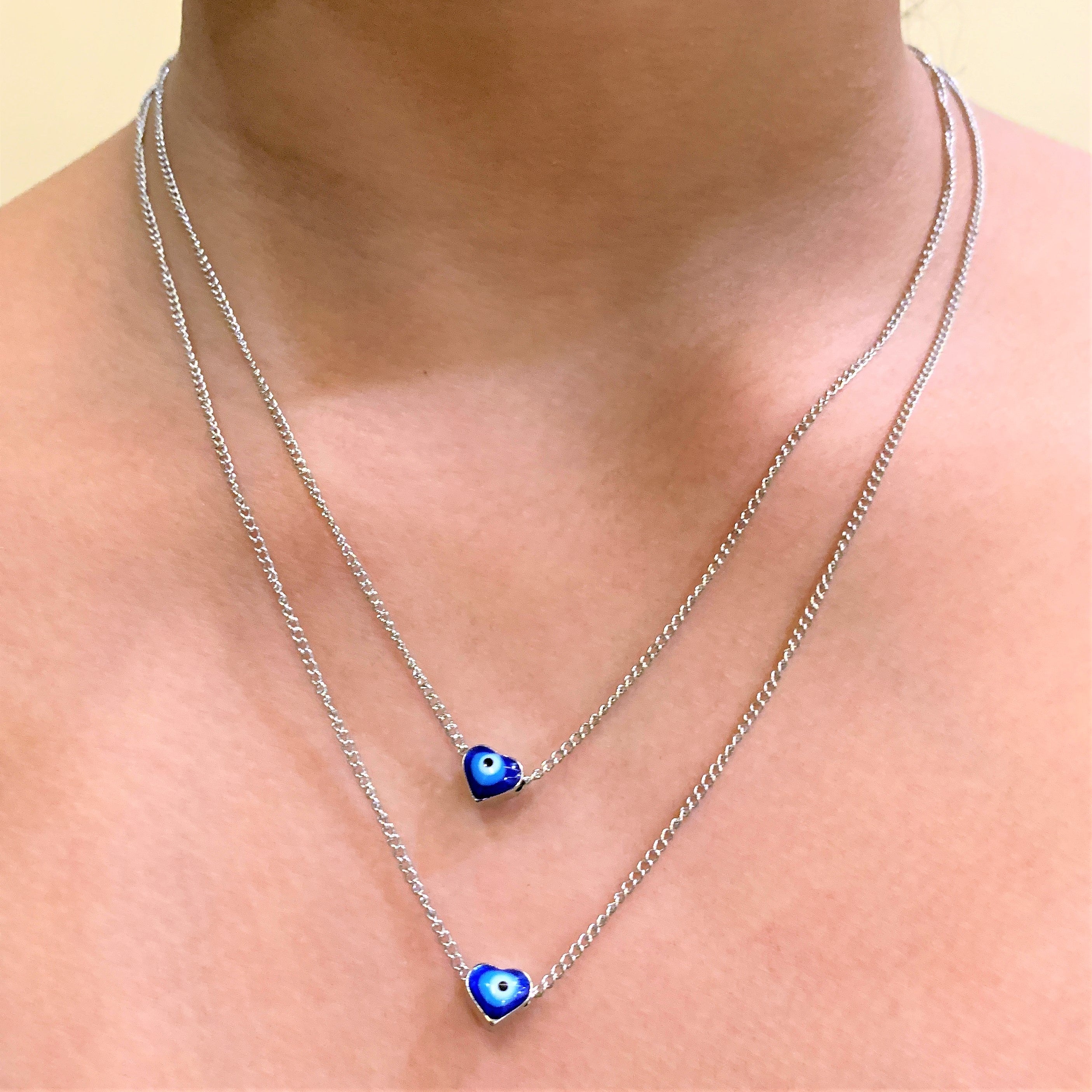 Silver Plated Double Layered Evil Eye Pendant