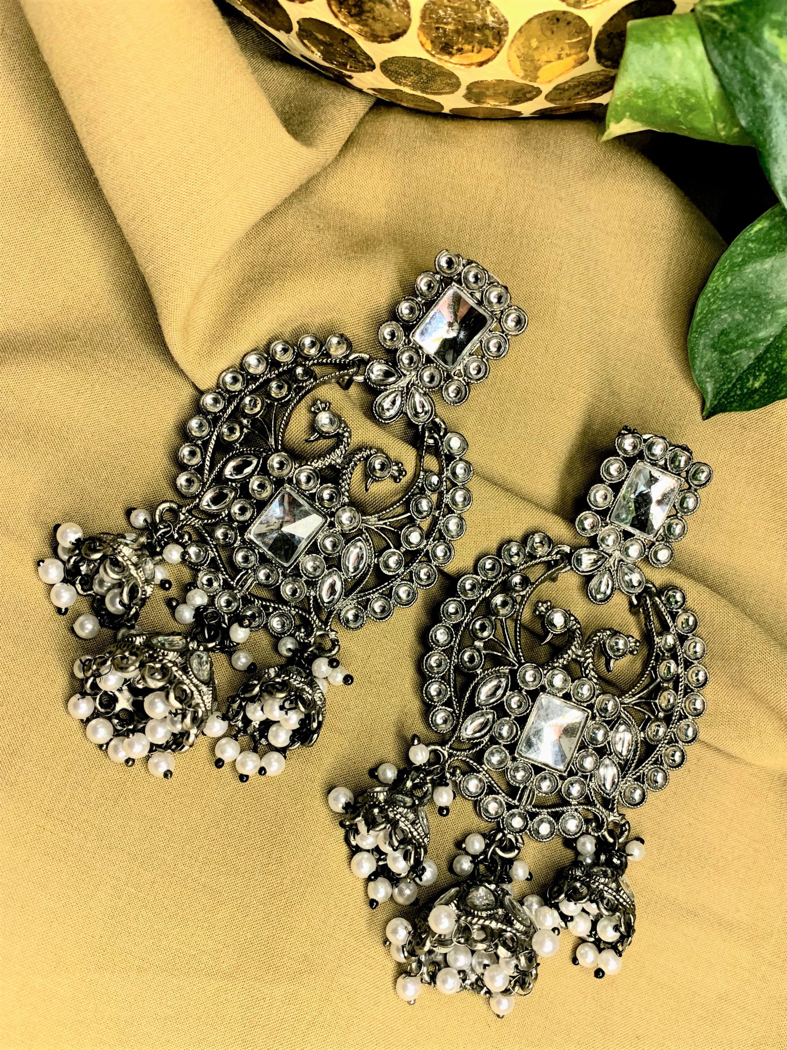 OXIDISED SILVER EARRING