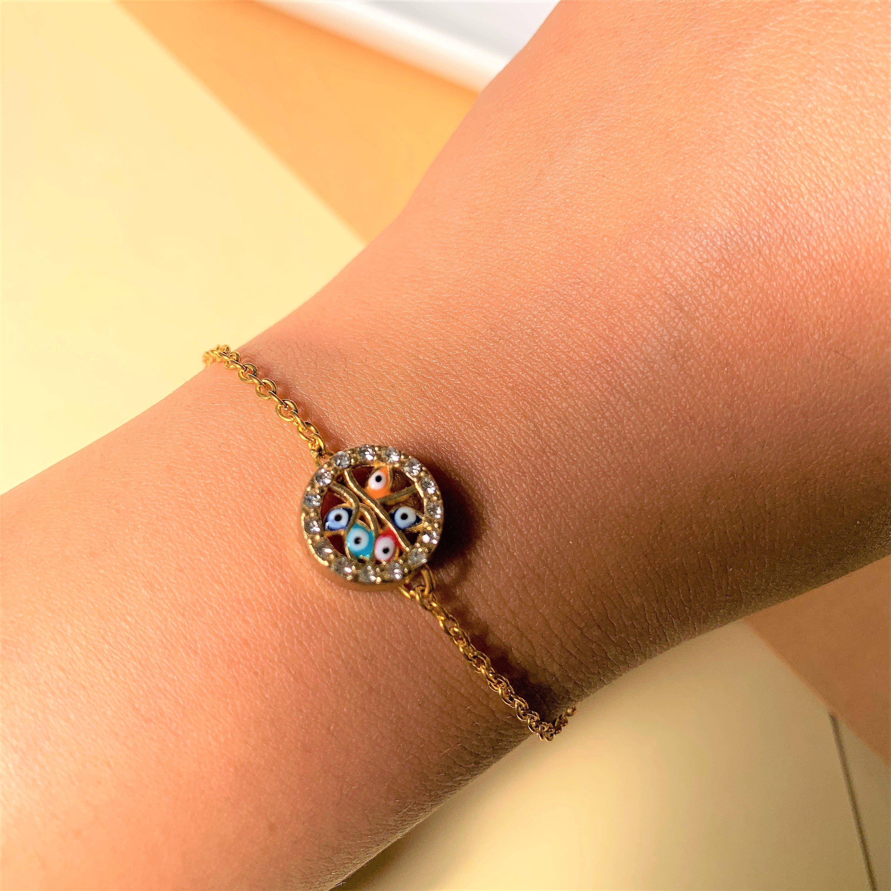 MULTICOLORED EVIL EYE BRACELET