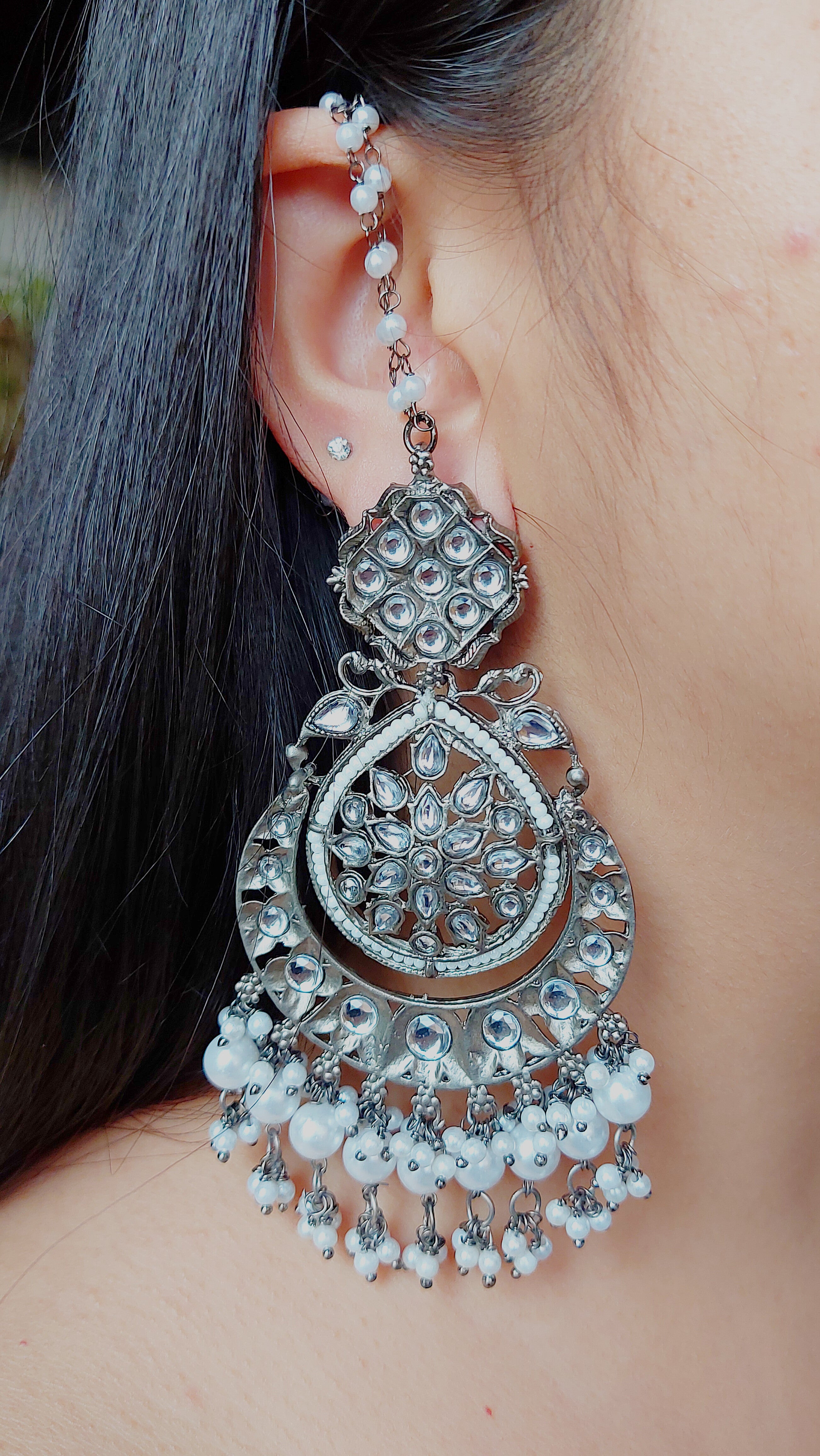 OXIDISED SILVER EARRING