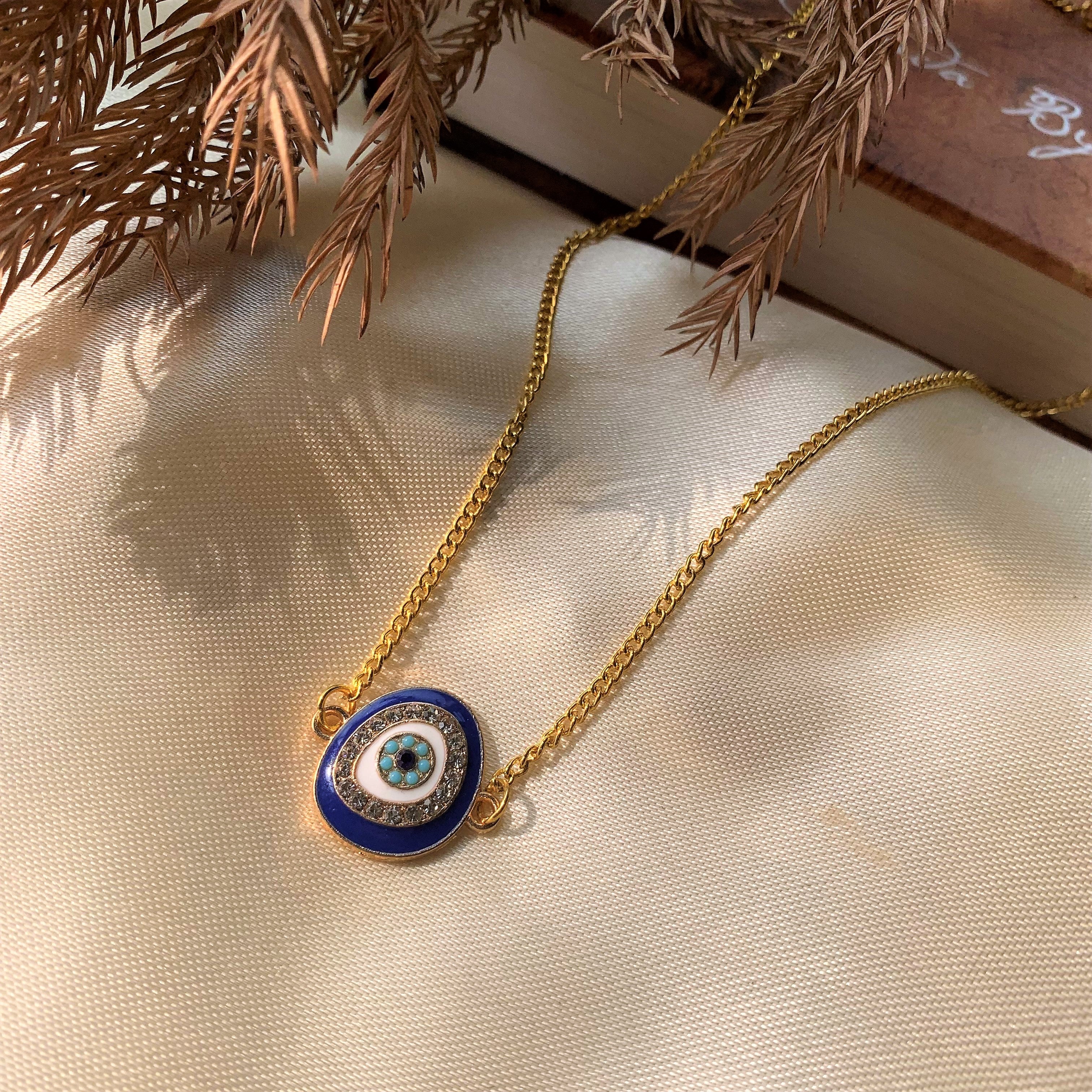 Evil Eye Pendant with American Diamonds