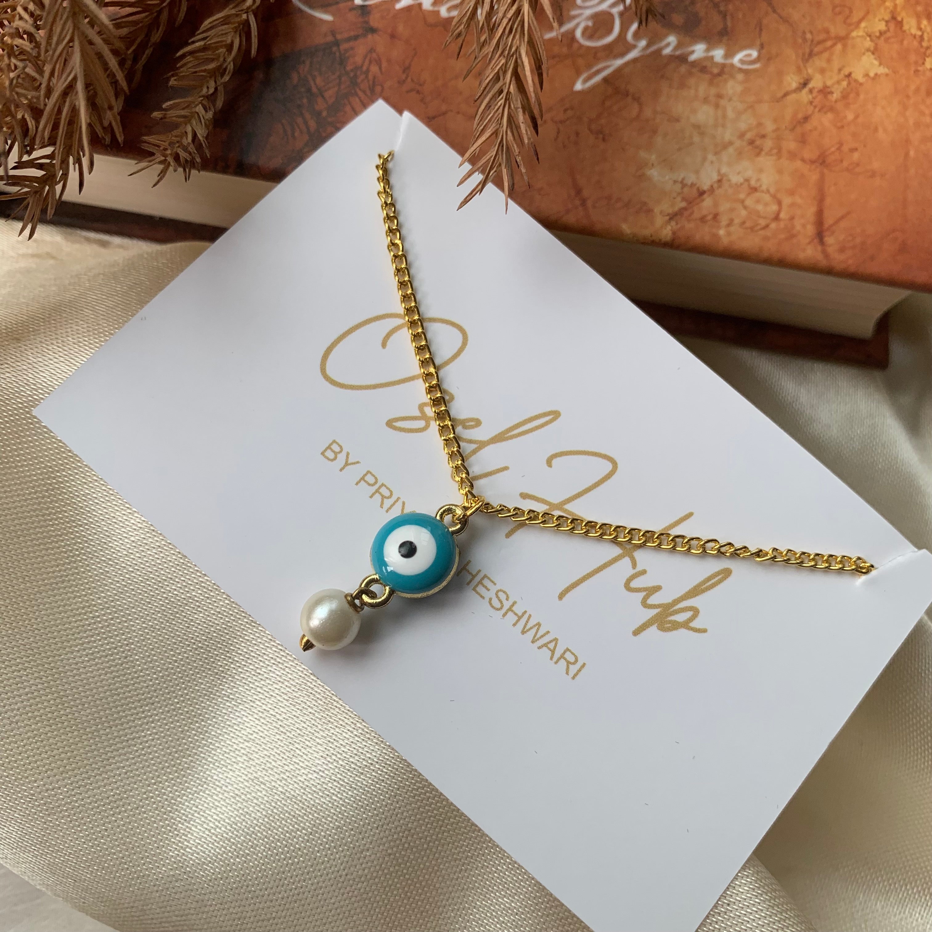 Turquoise Evil Eye with Pearl Drop Pendant