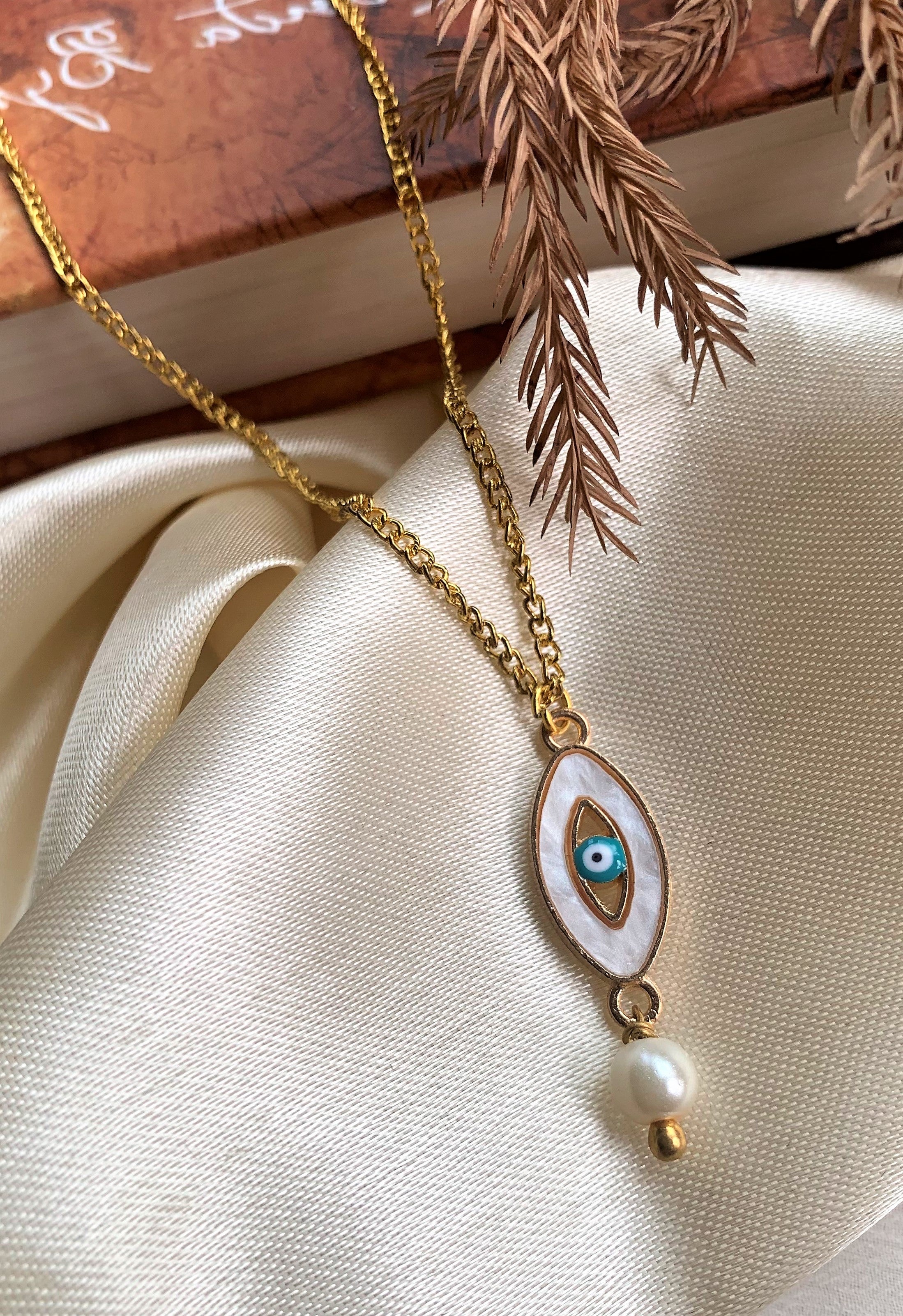Evil Eye with Pearl Drop Pendant