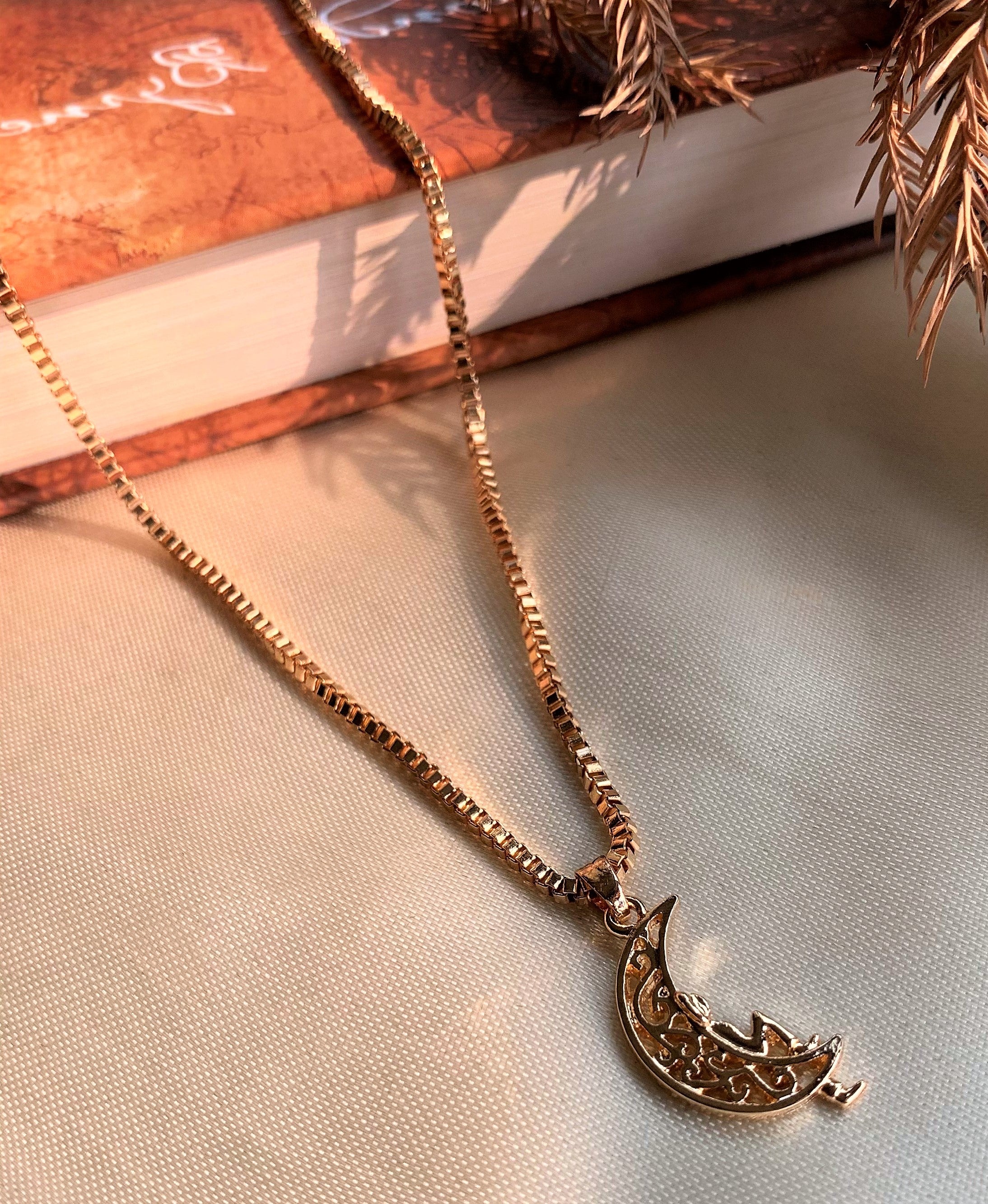 Gold Plated Half Moon Pendant