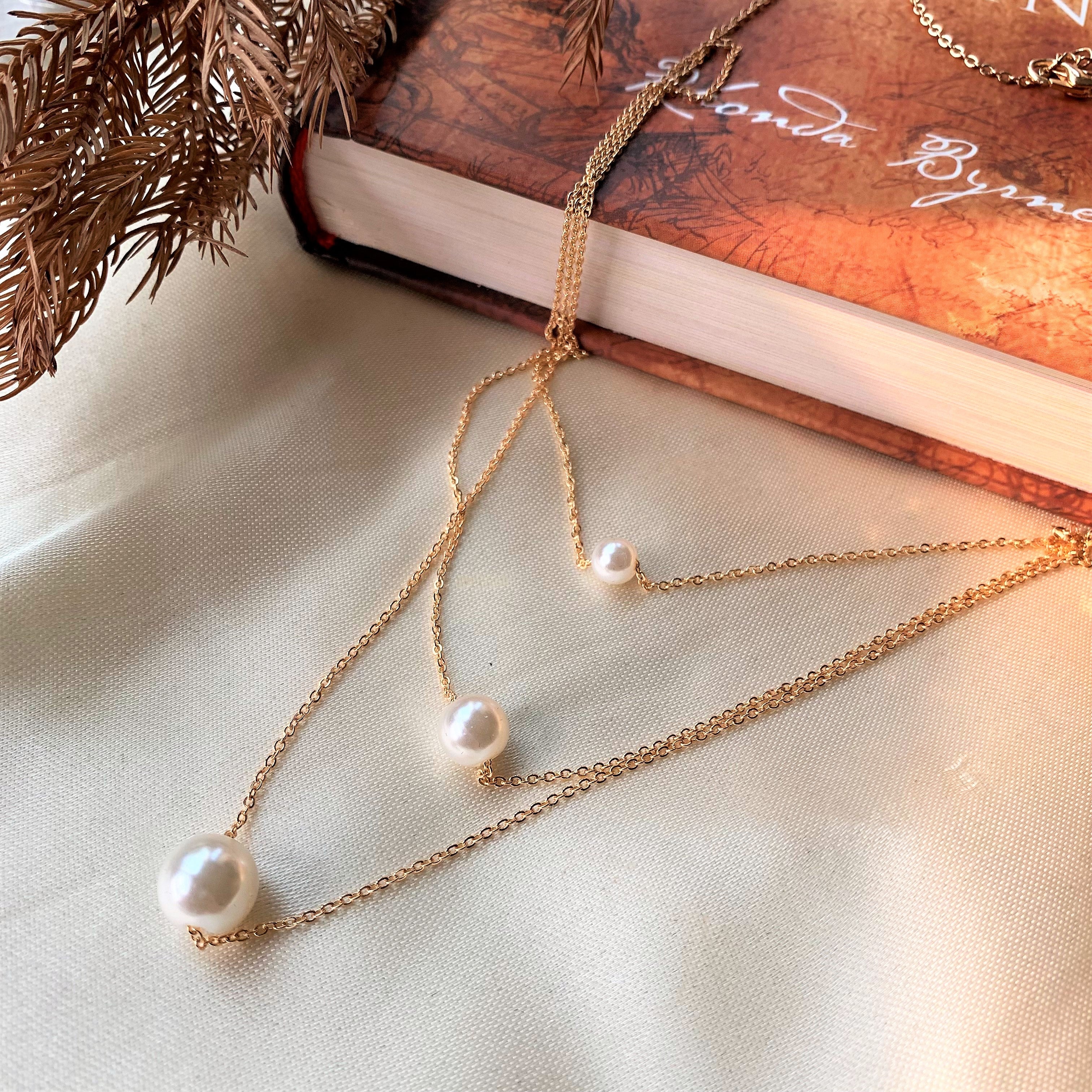 Gold Plated Triple Layered Pearl Pendant