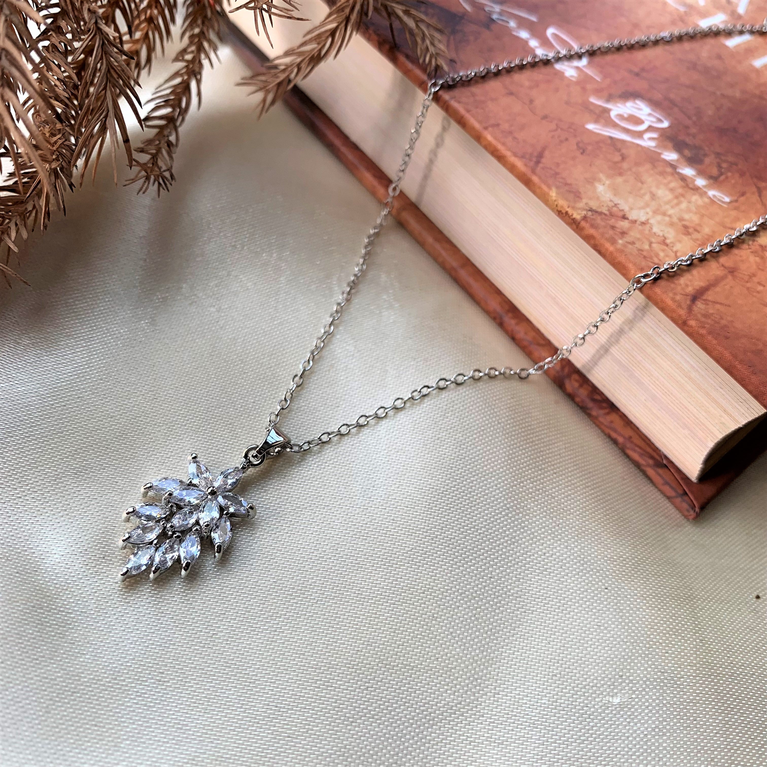 Silver Plated American Diamond Marquise Pendant