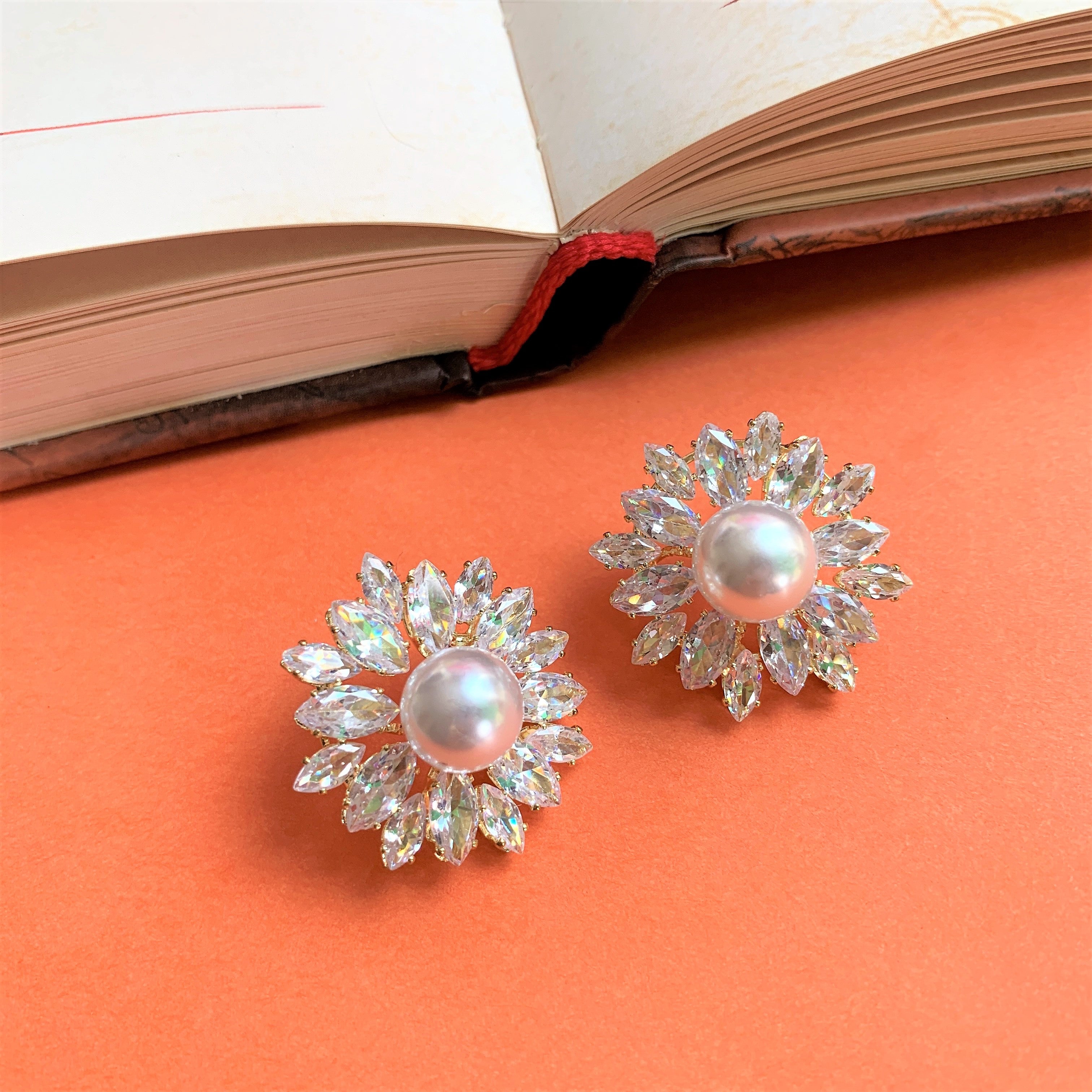 Gold Plated American Diamond Round Ear Studs