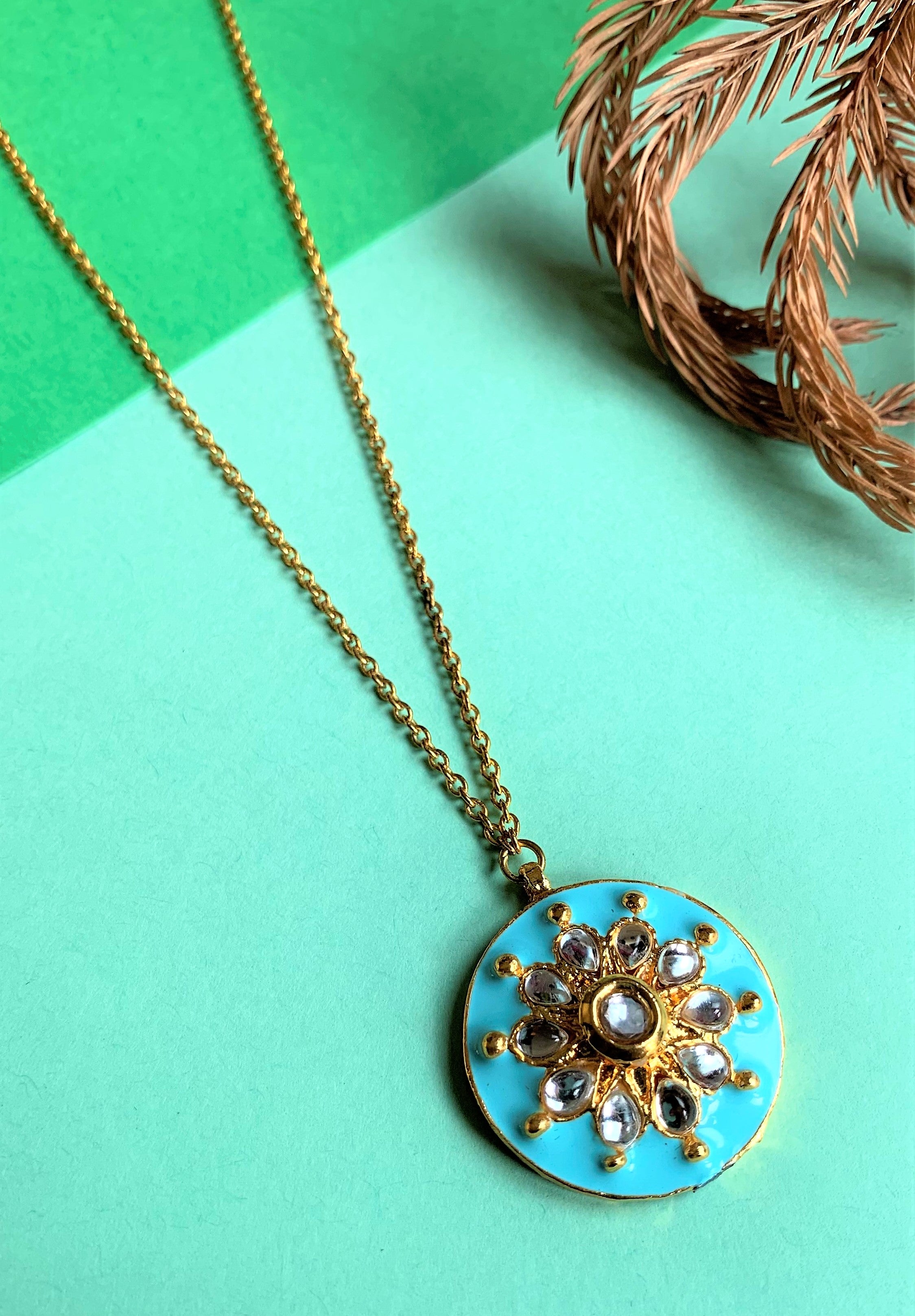 Kundan Element with Turquoise Enamel Necklace