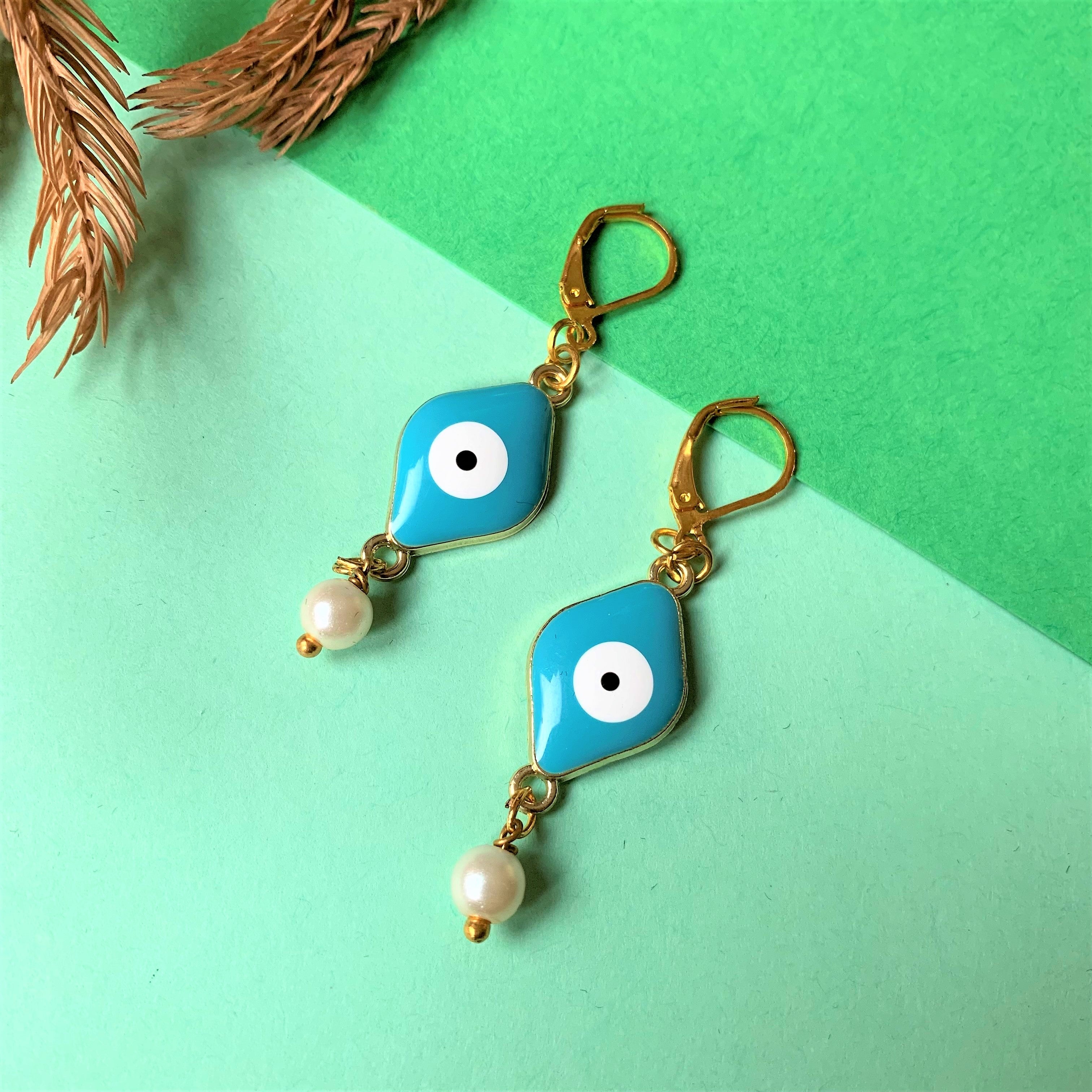 Evil Eye Pearl Drops hook earring