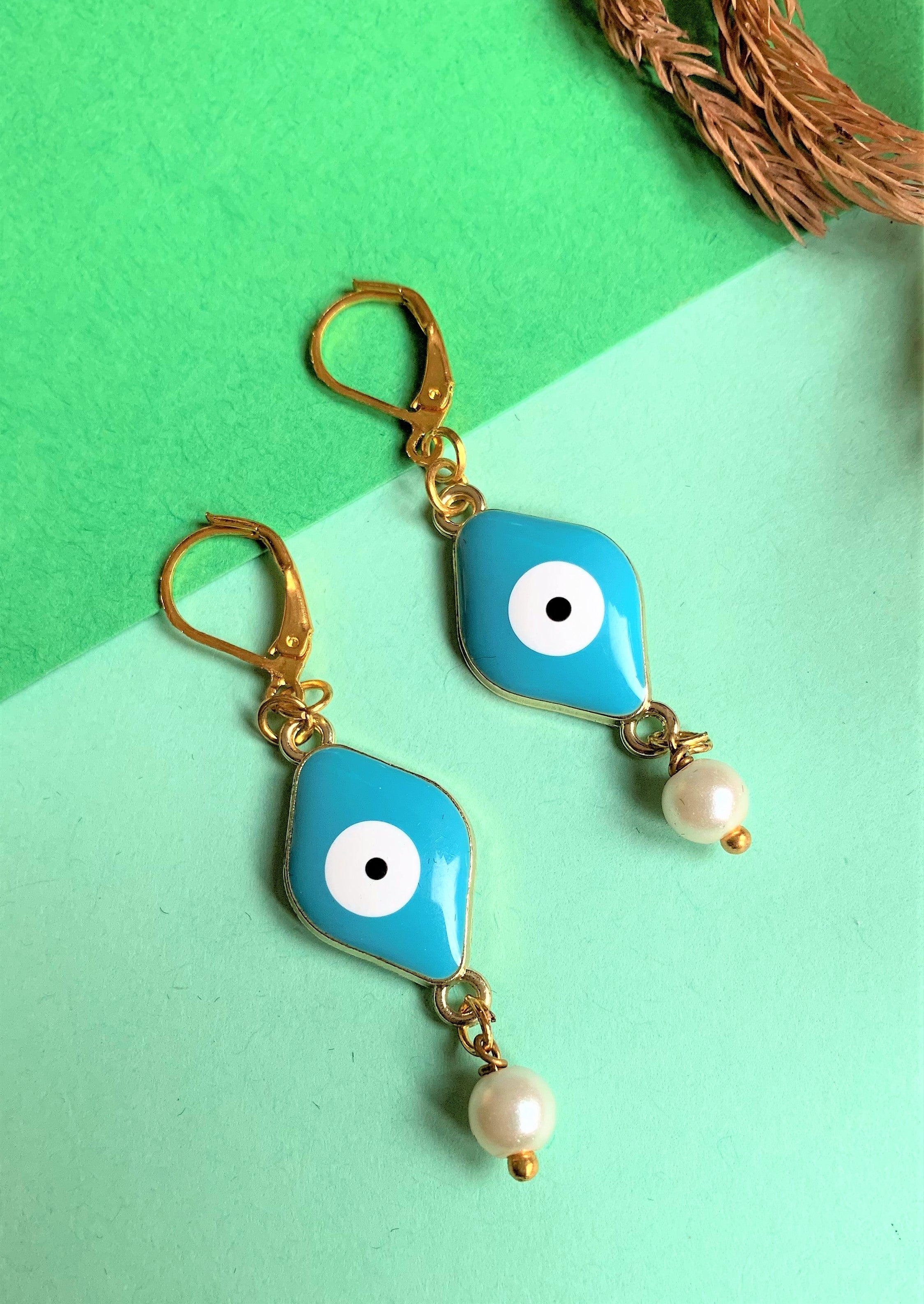 Evil Eye Pearl Drops hook earring