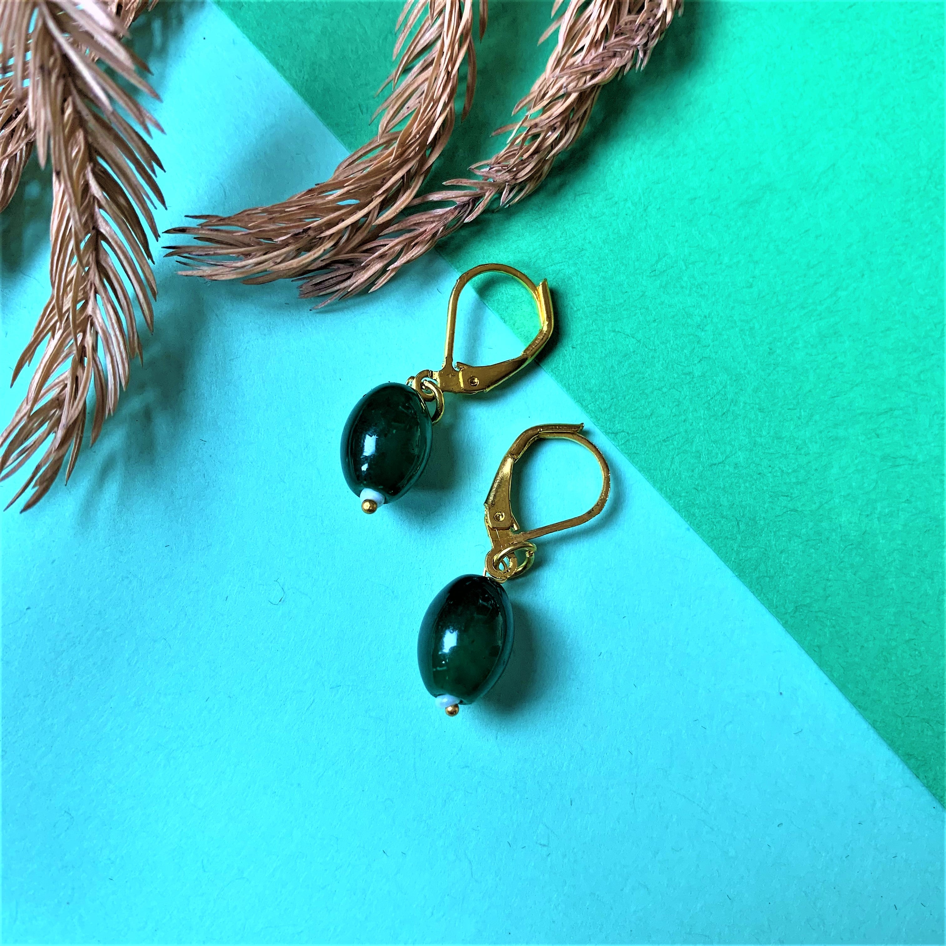 Green Drops Earring with Ear Clicks