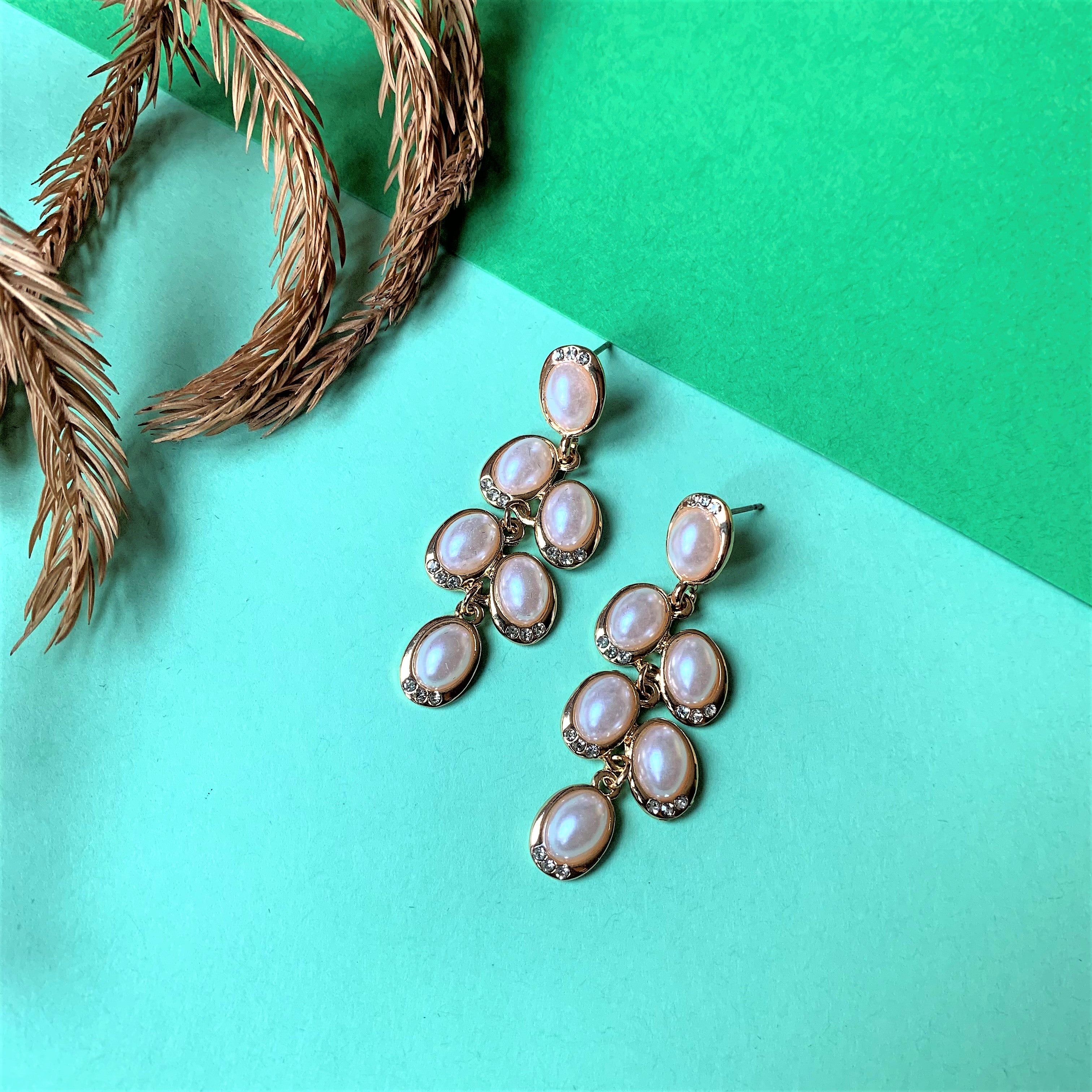 Gold Plated Pearl Flexible Dangler Earring