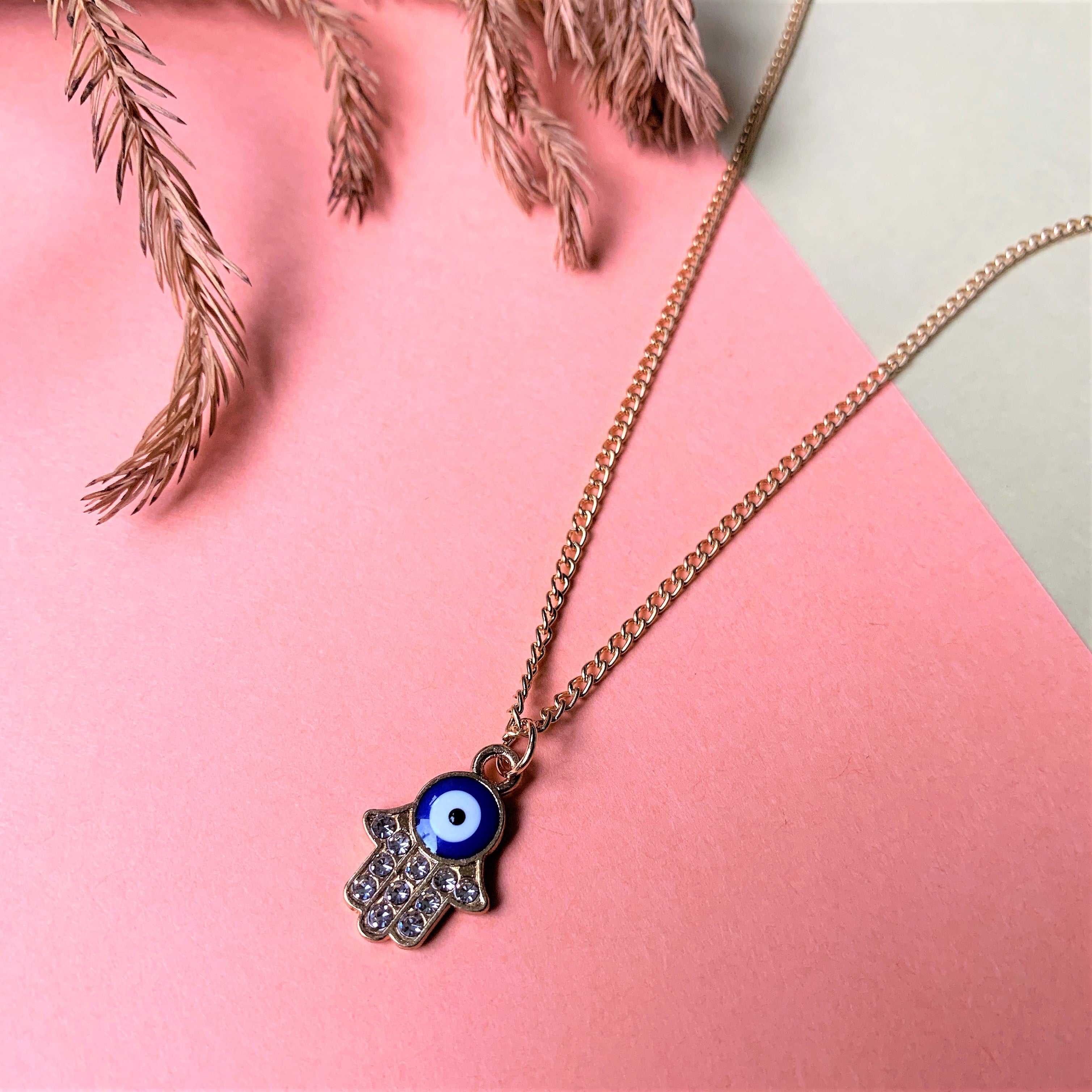 Gold Plated American Diamond Evil Eye Pendent