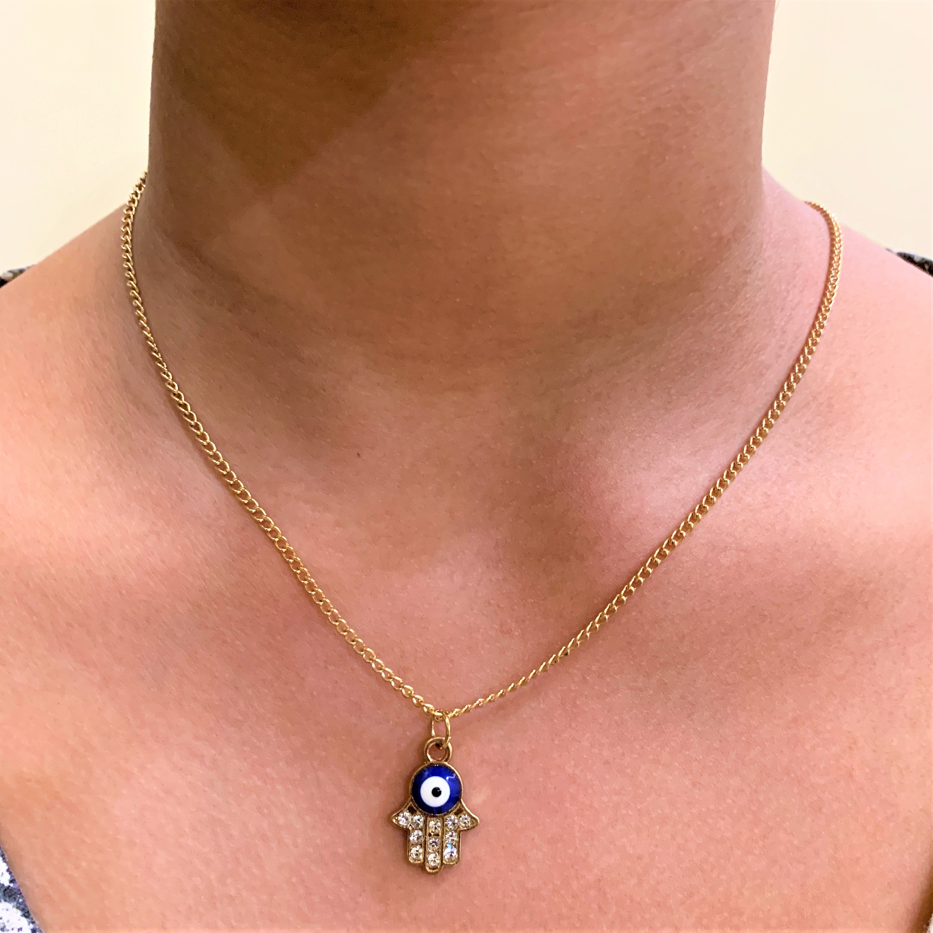 Gold Plated American Diamond Evil Eye Pendent