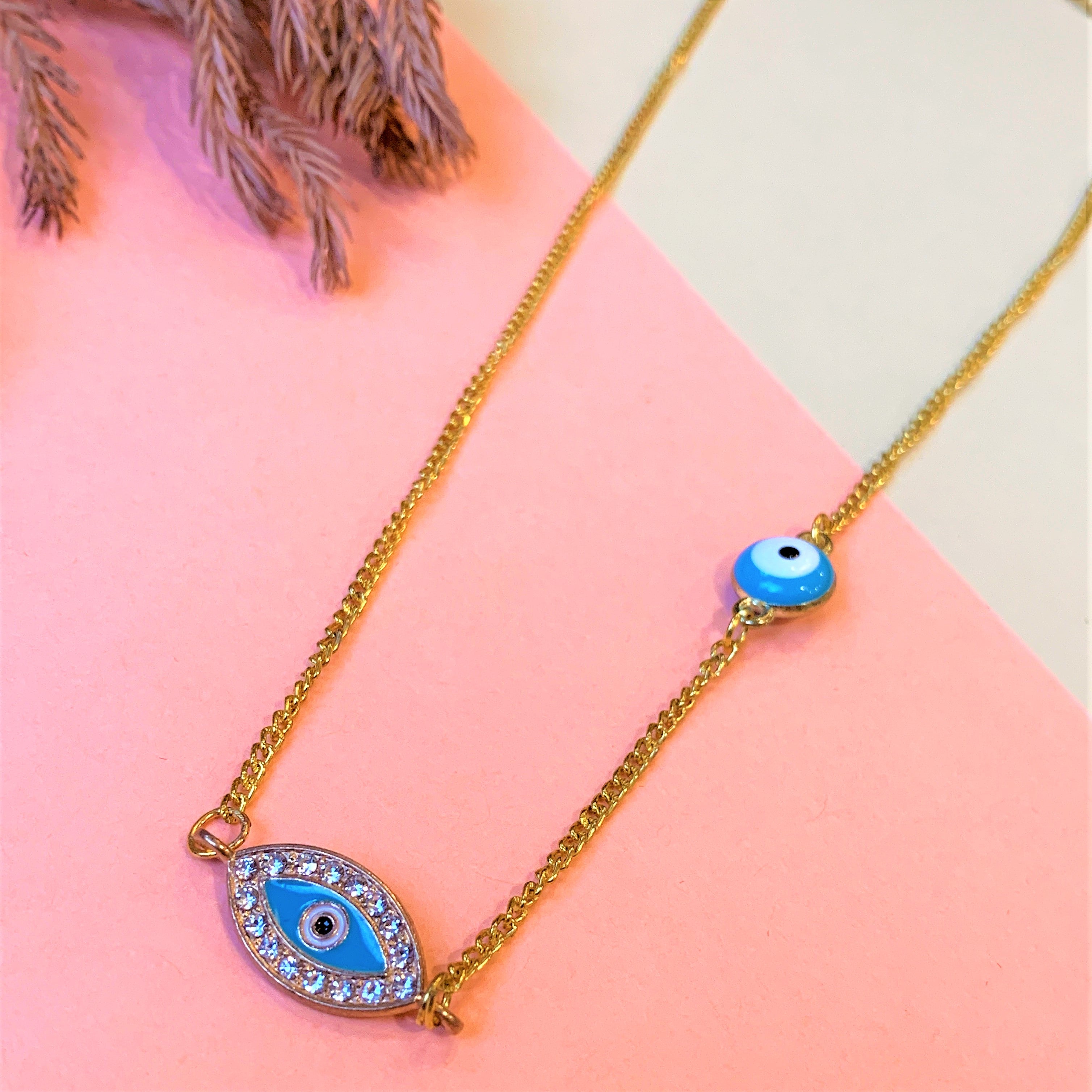 Gold Plated American Diamond Evil Eye Pendant