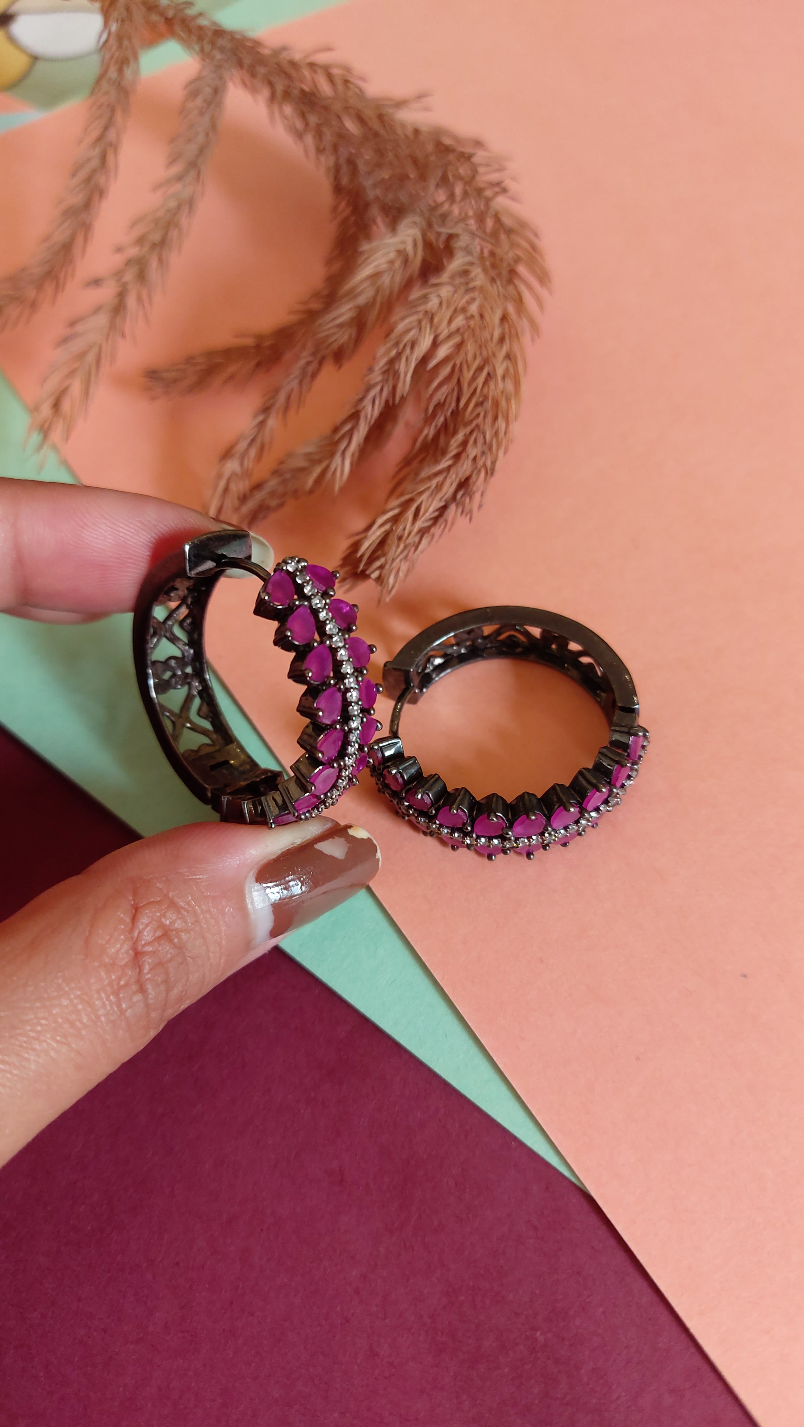 AMERICAN DIAMOND HOOP EARRINGS