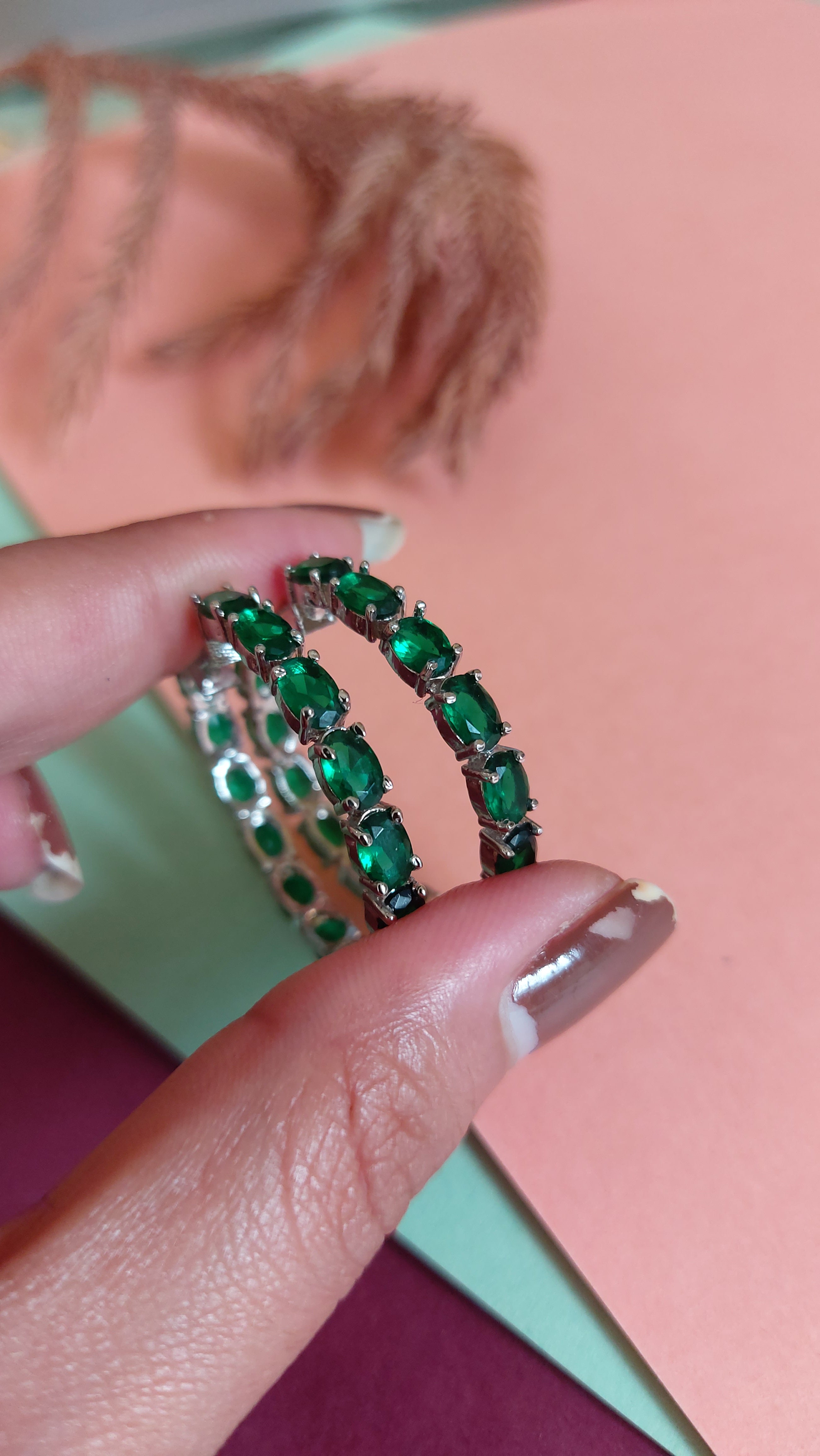 EMERALD HOOP EARRINGS