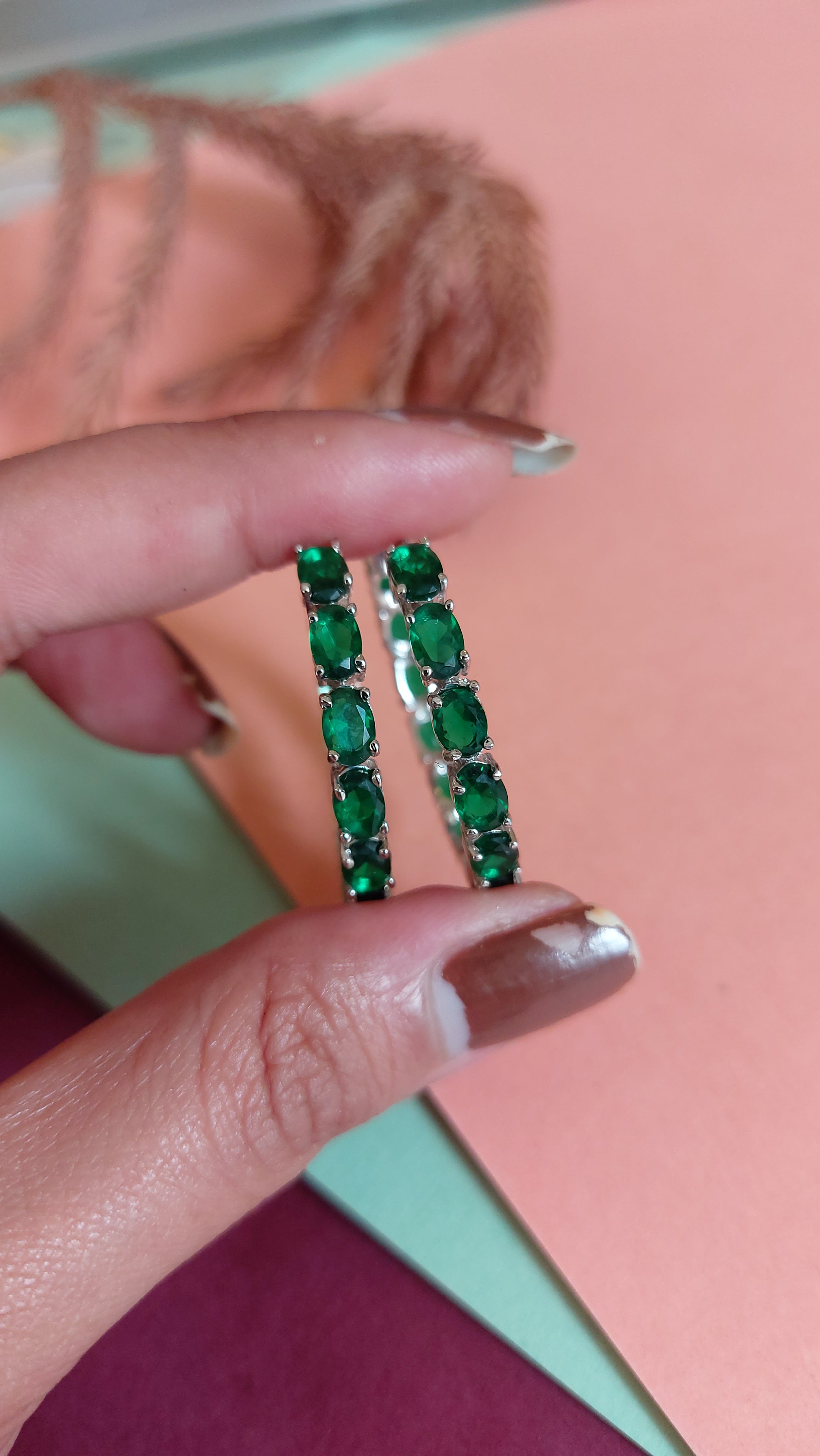 EMERALD HOOP EARRINGS