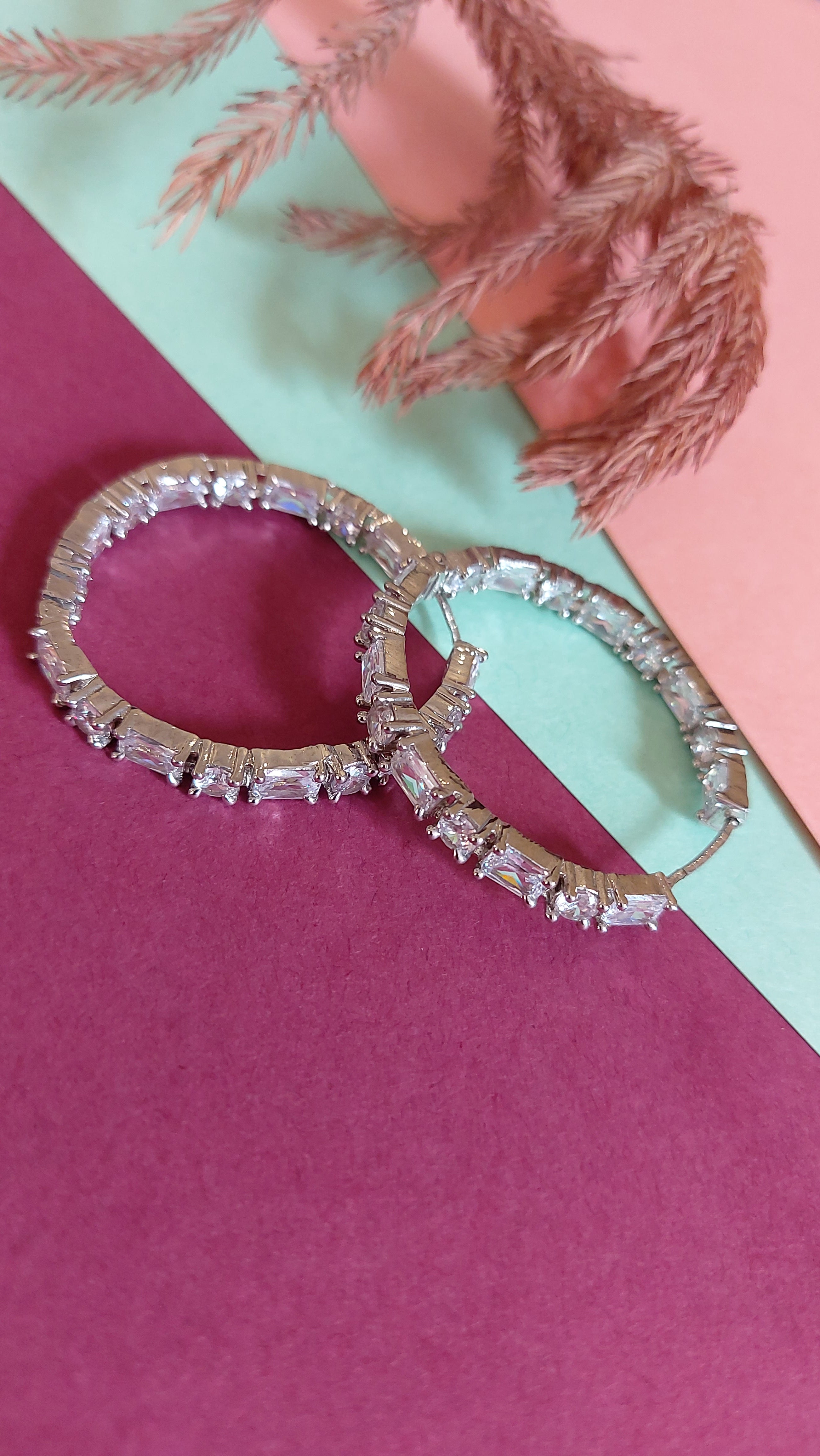AMERICAN DIAMOND HOOP EARRINGS