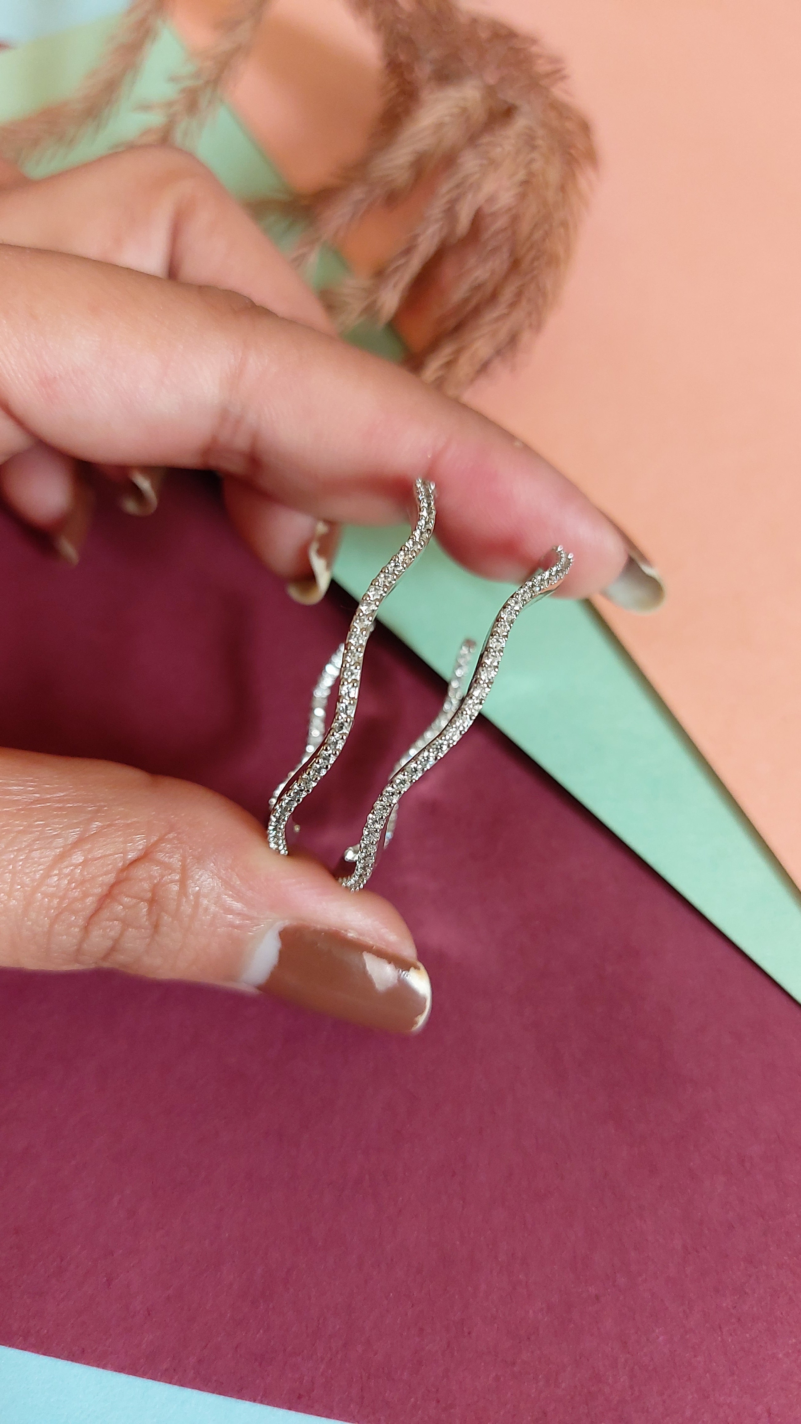 AMERICAN DIAMOND HOOP EARRINGS