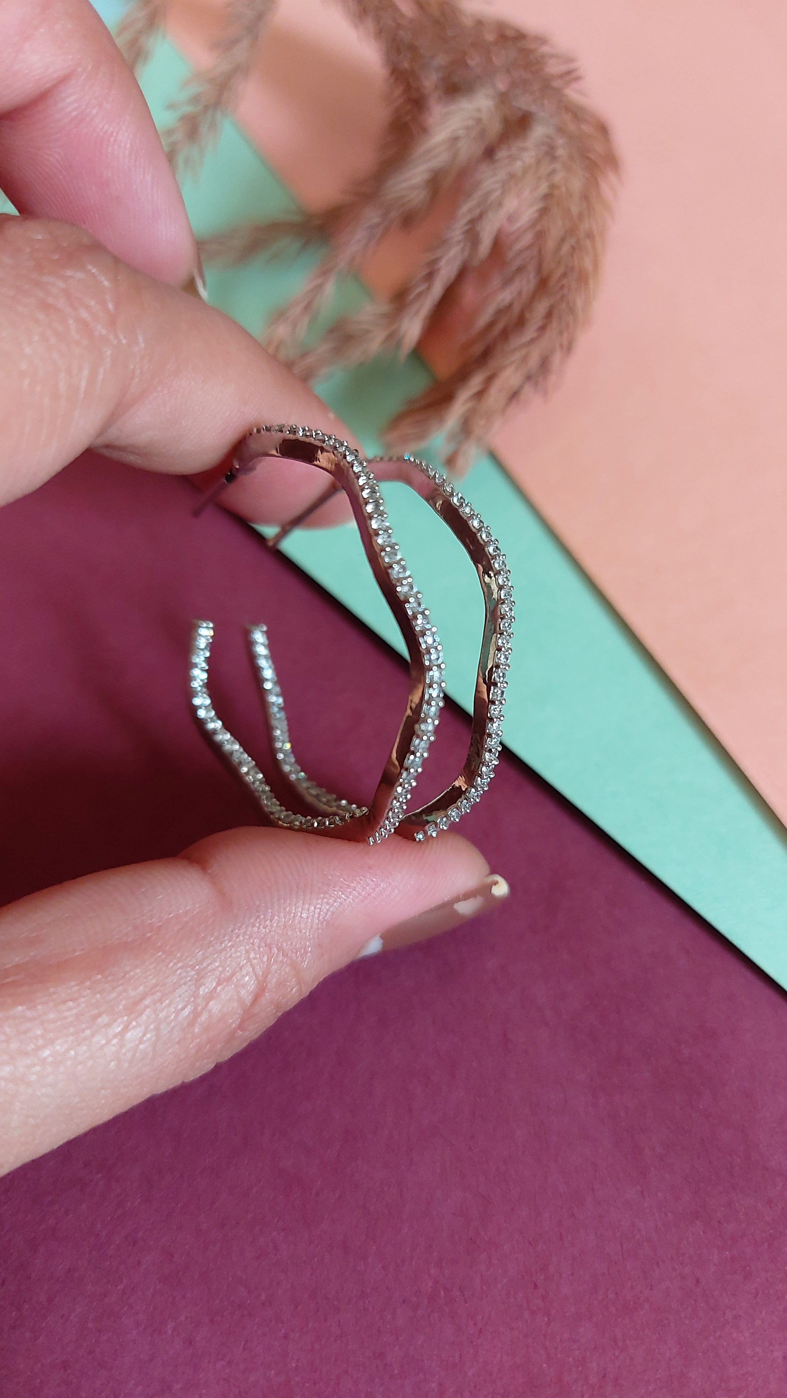 AMERICAN DIAMOND HOOP EARRINGS