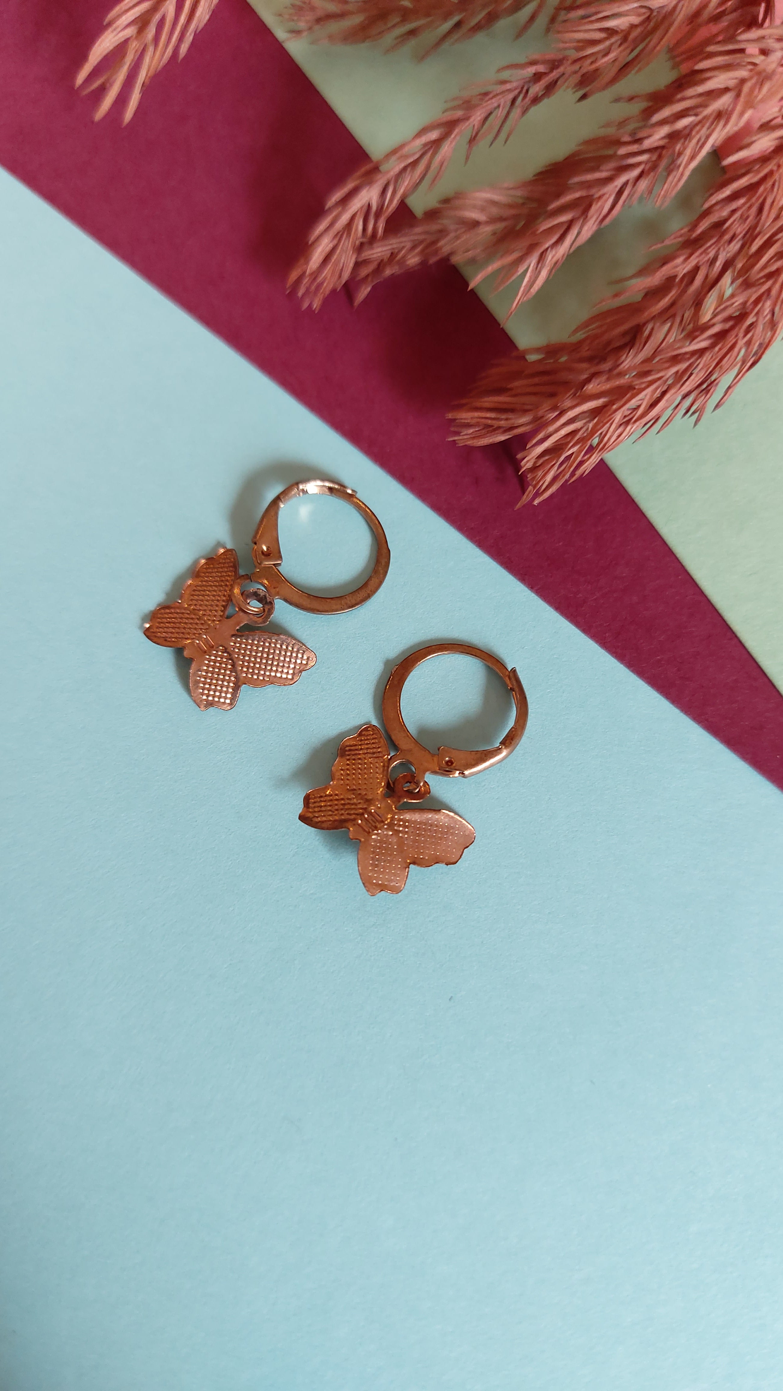 GOLD PLATED HANGING BUTTERFLY EARRING