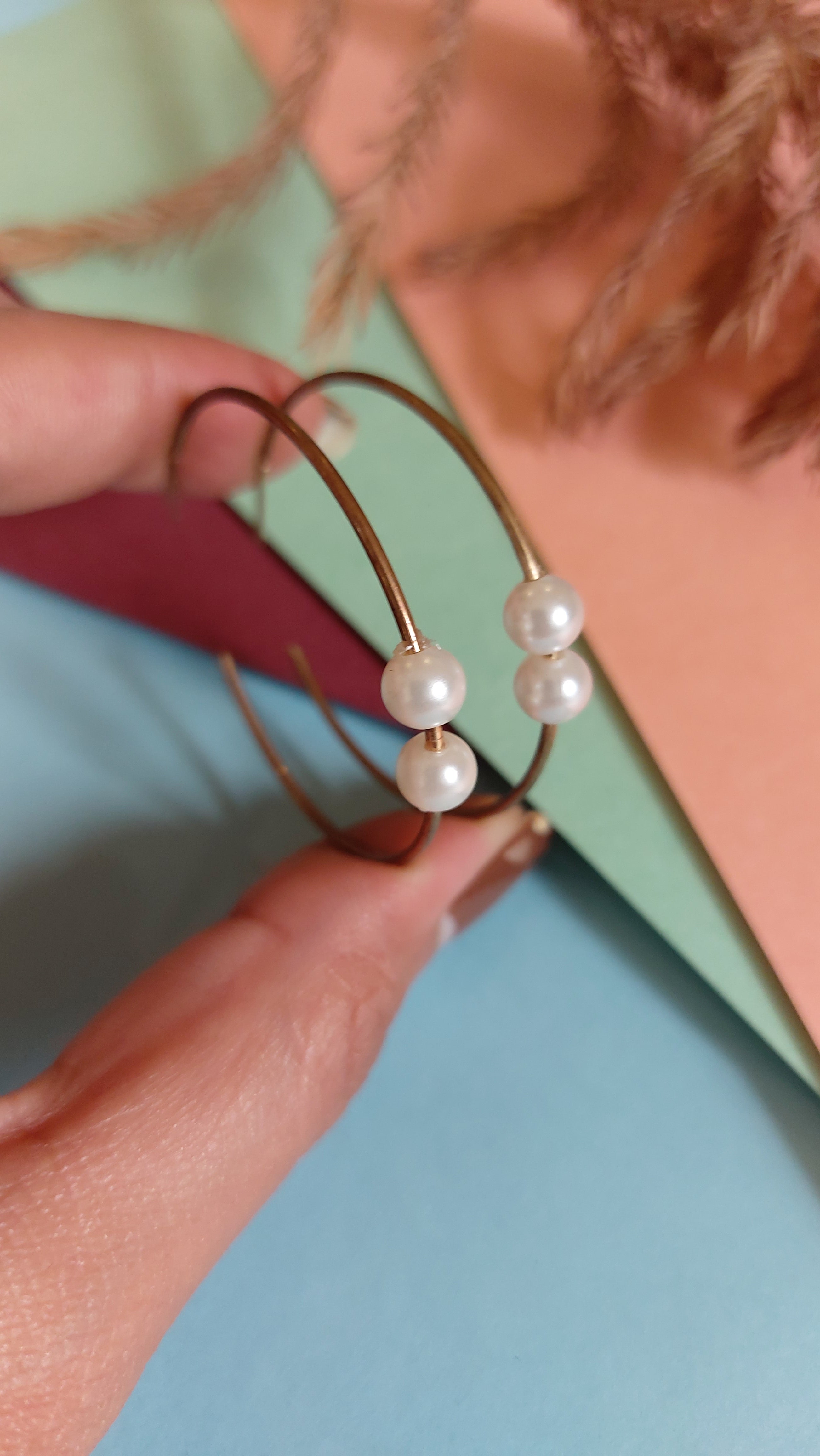 GOLD PLATED PEARL HOOP EARRING