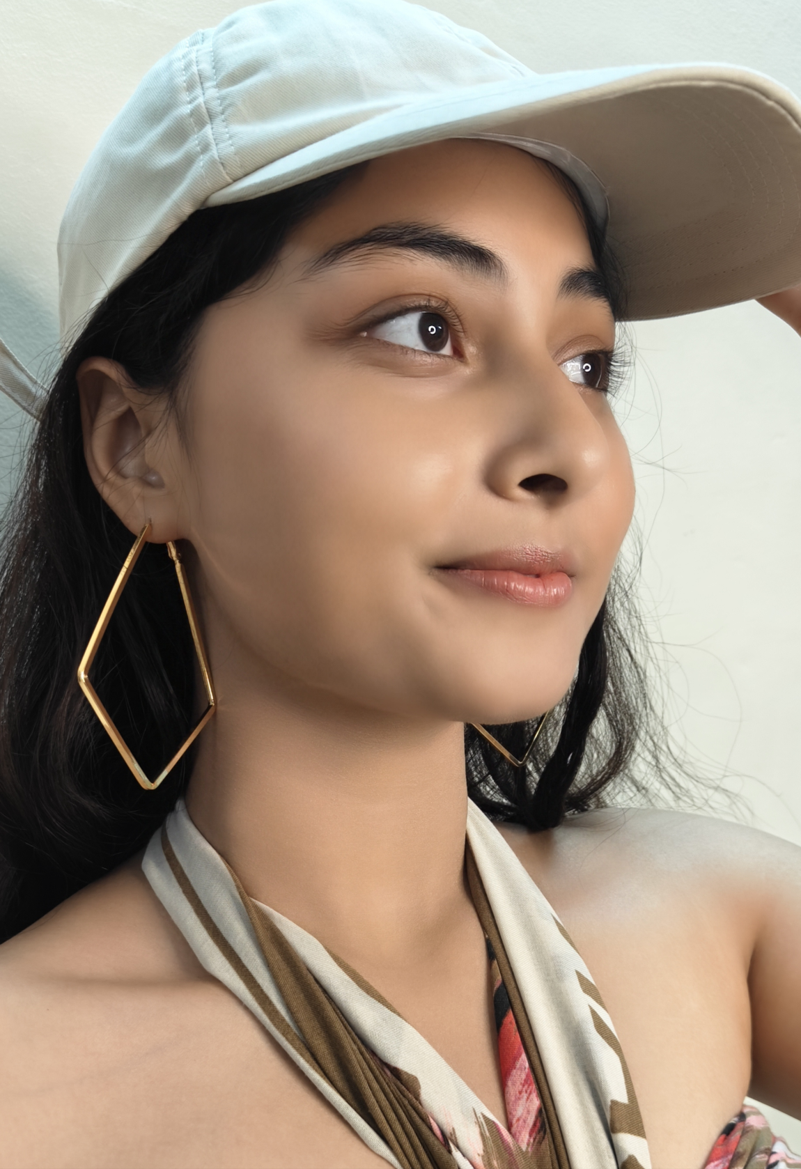 Gold Plated Big Size Rhombus Hoop Earrings