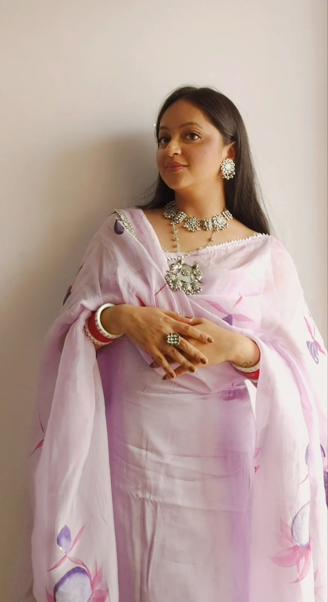 Oxidised Silver Long Necklace Set