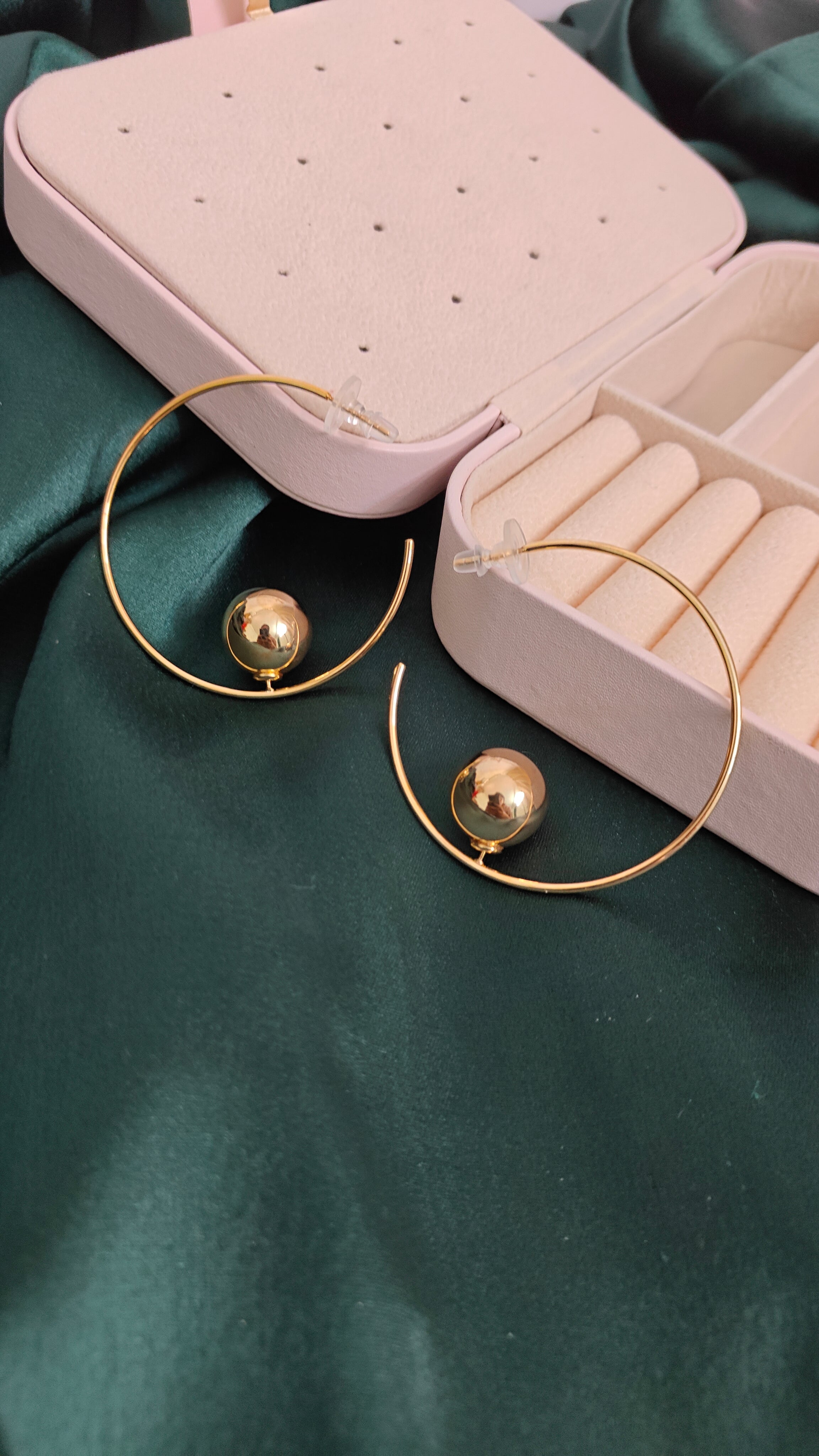 GOLD PLATED BALL HOOP EARRINGS