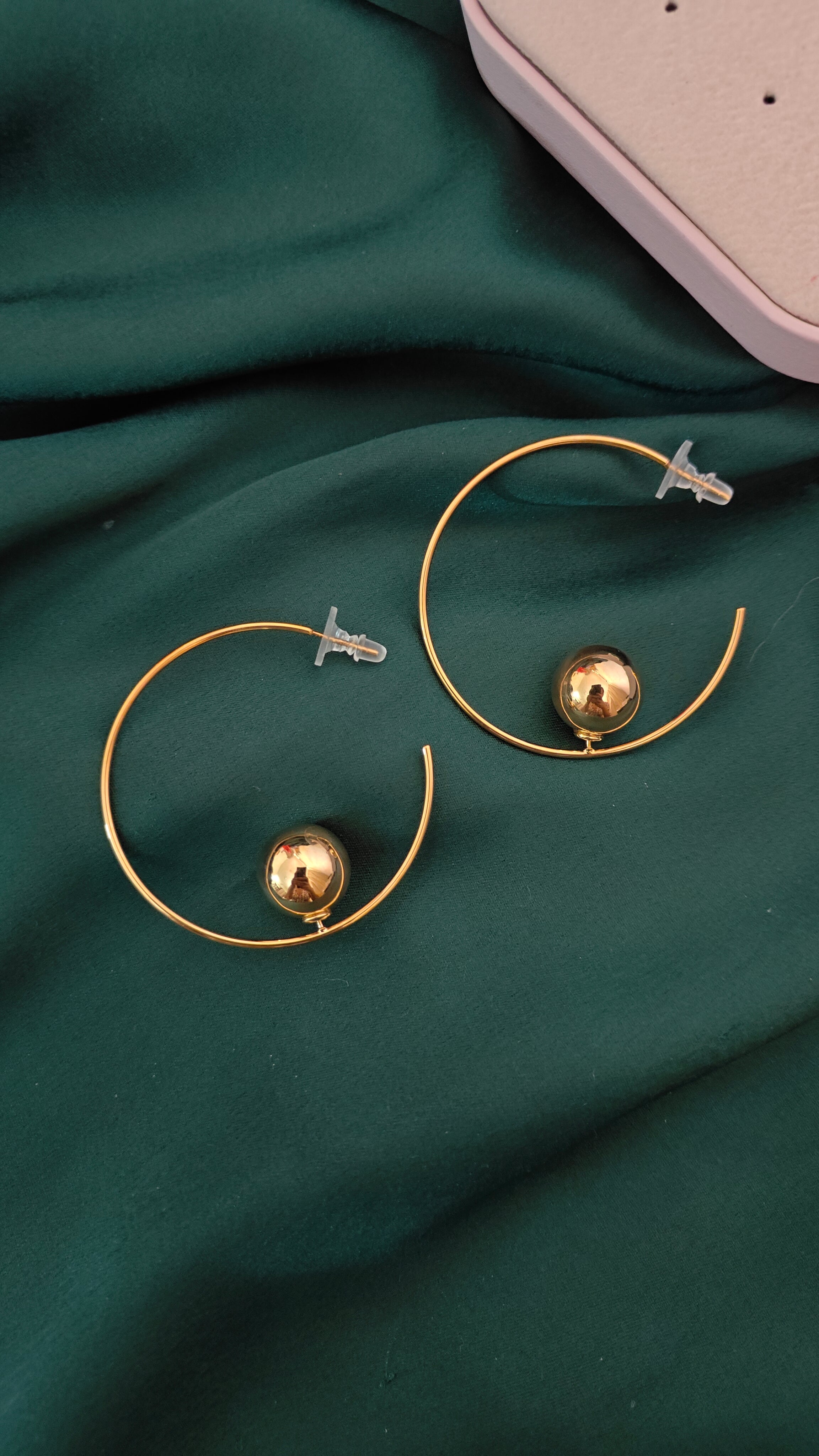 GOLD PLATED BALL HOOP EARRINGS