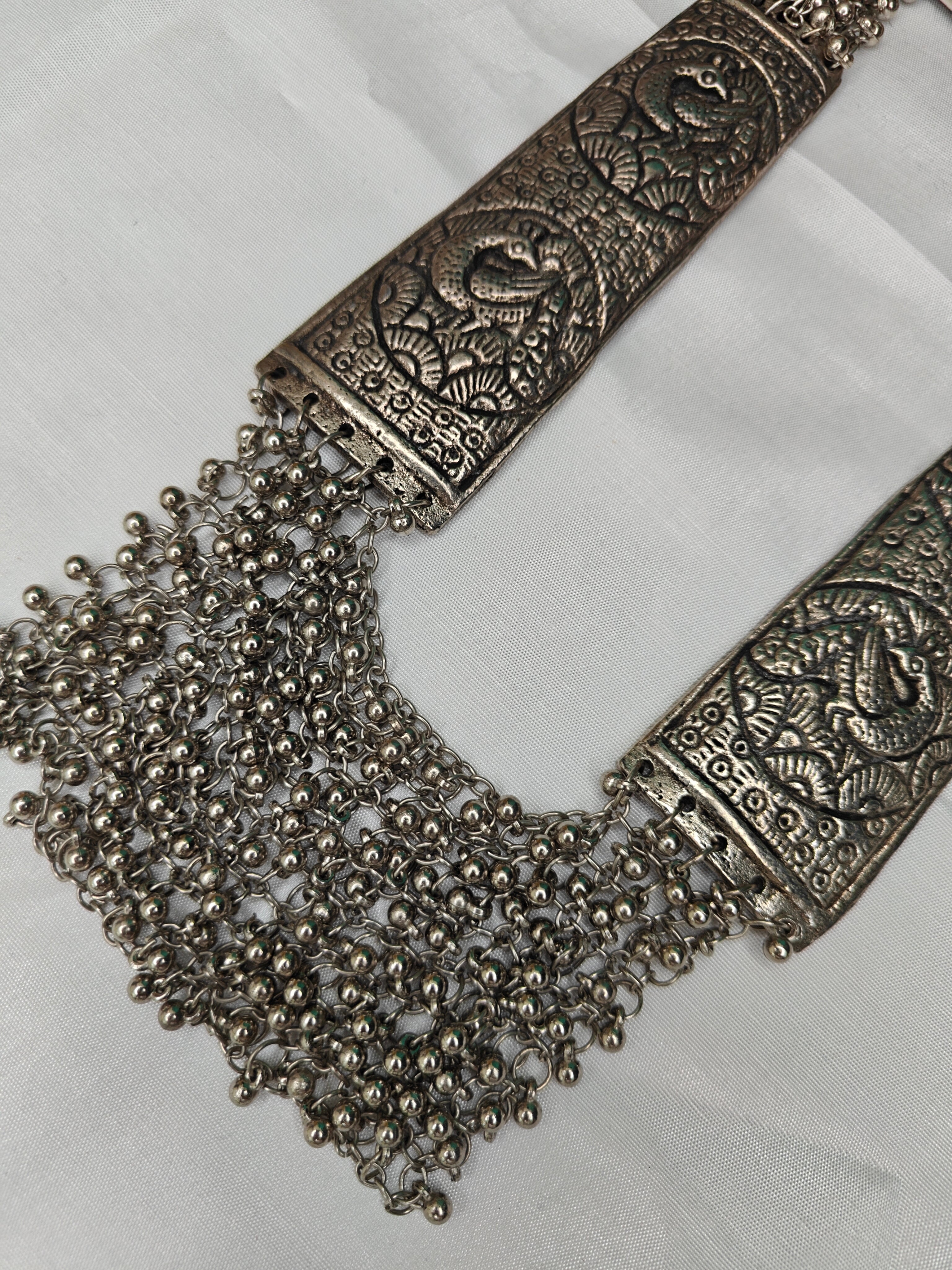 Oxidised Silver Long Necklace