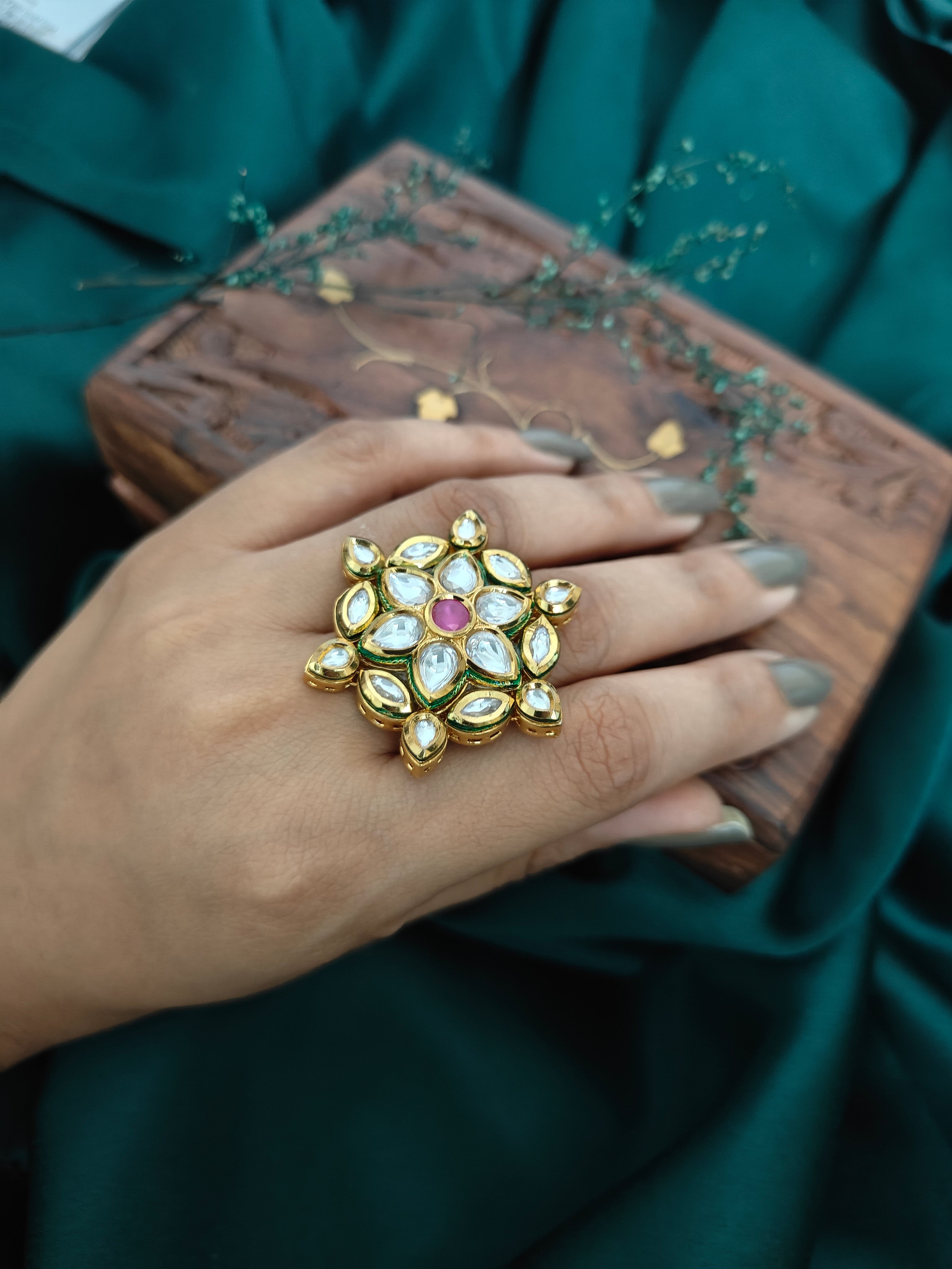 Kundan Statement Adjustable Ring