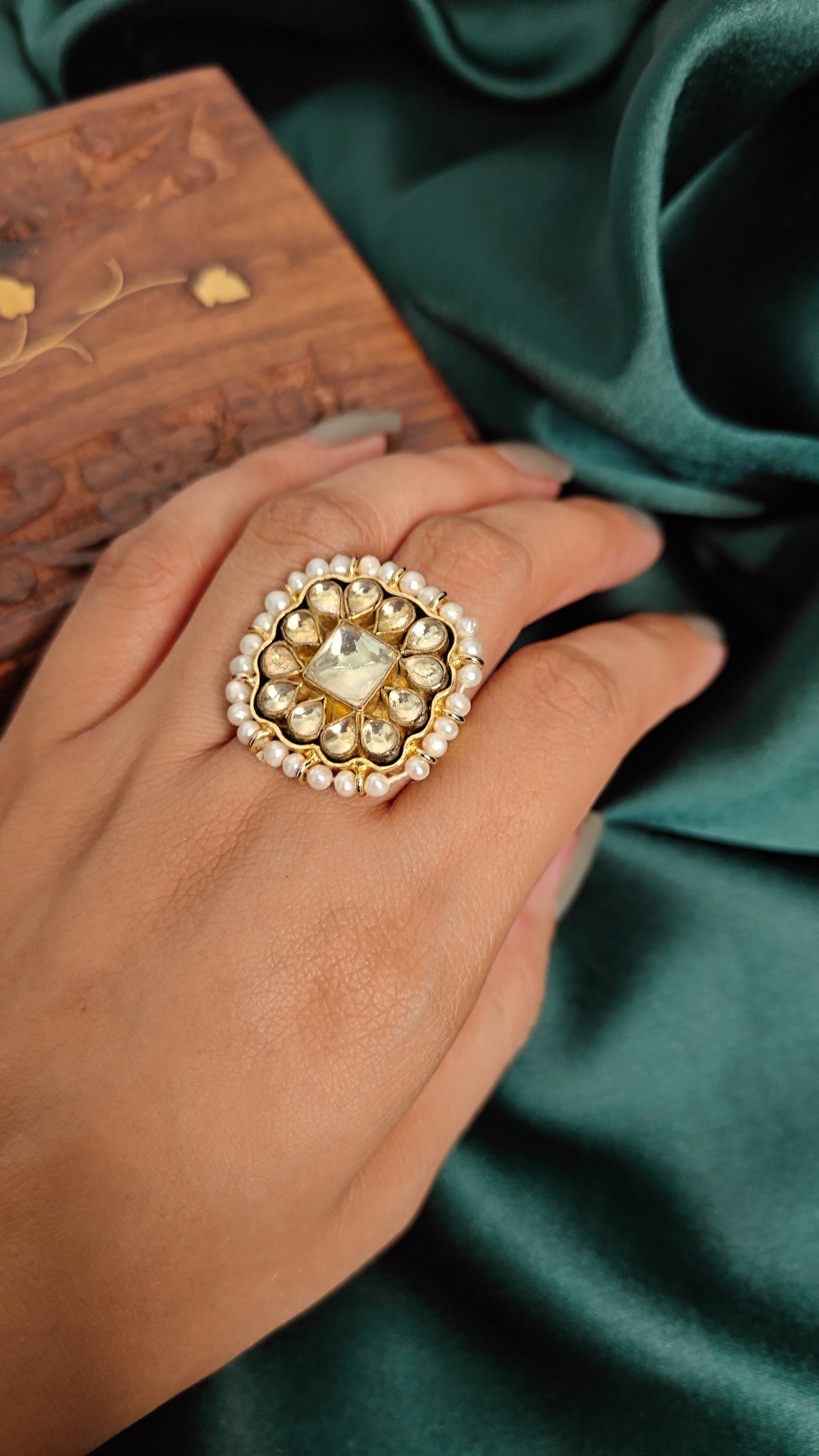 Kundan Statement Adjustable Ring